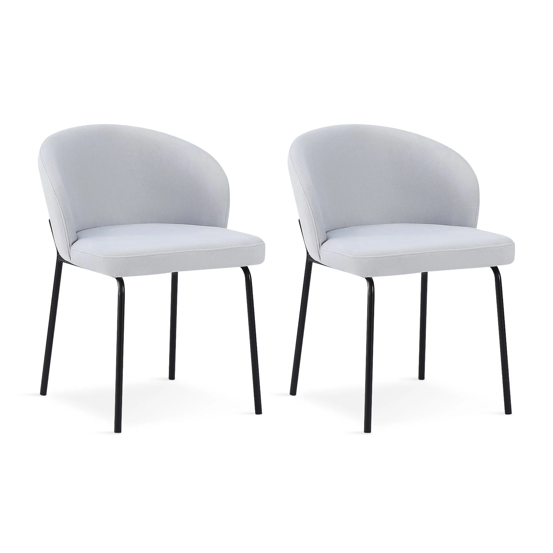Selene Velvet Dining Chair - Set of 2 - Cool Light Grey - Image 6