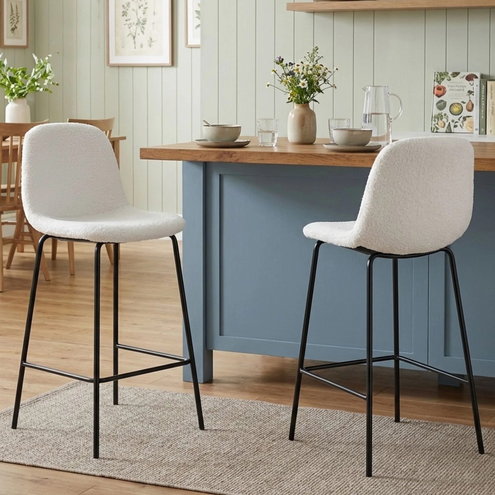 Selo Boucle Bar Stool - Set Of 2 - White