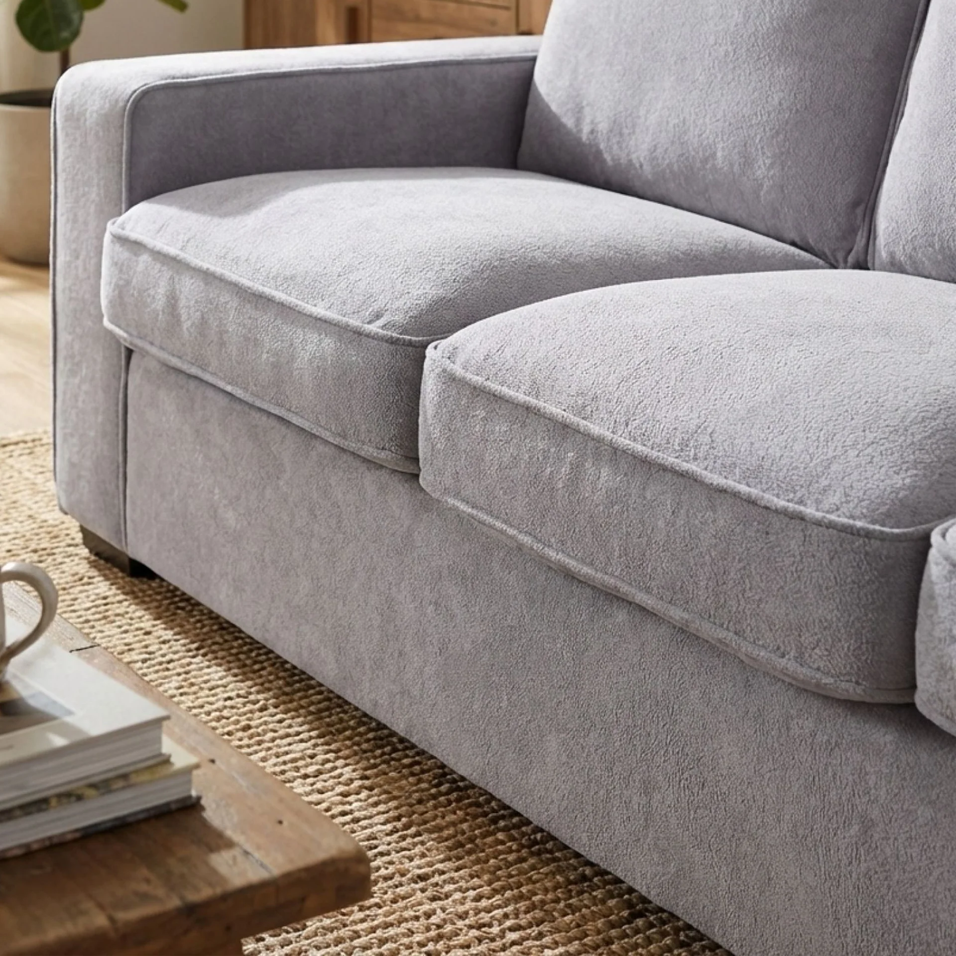 Serene Velvet 3 Seater Sofa - Light Grey - Image 5