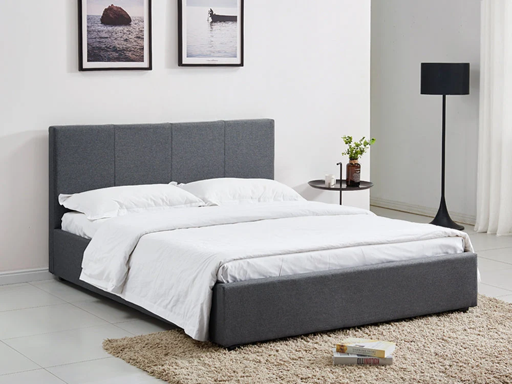 SHASTA Fabric Slat Bed with Headboard - KING