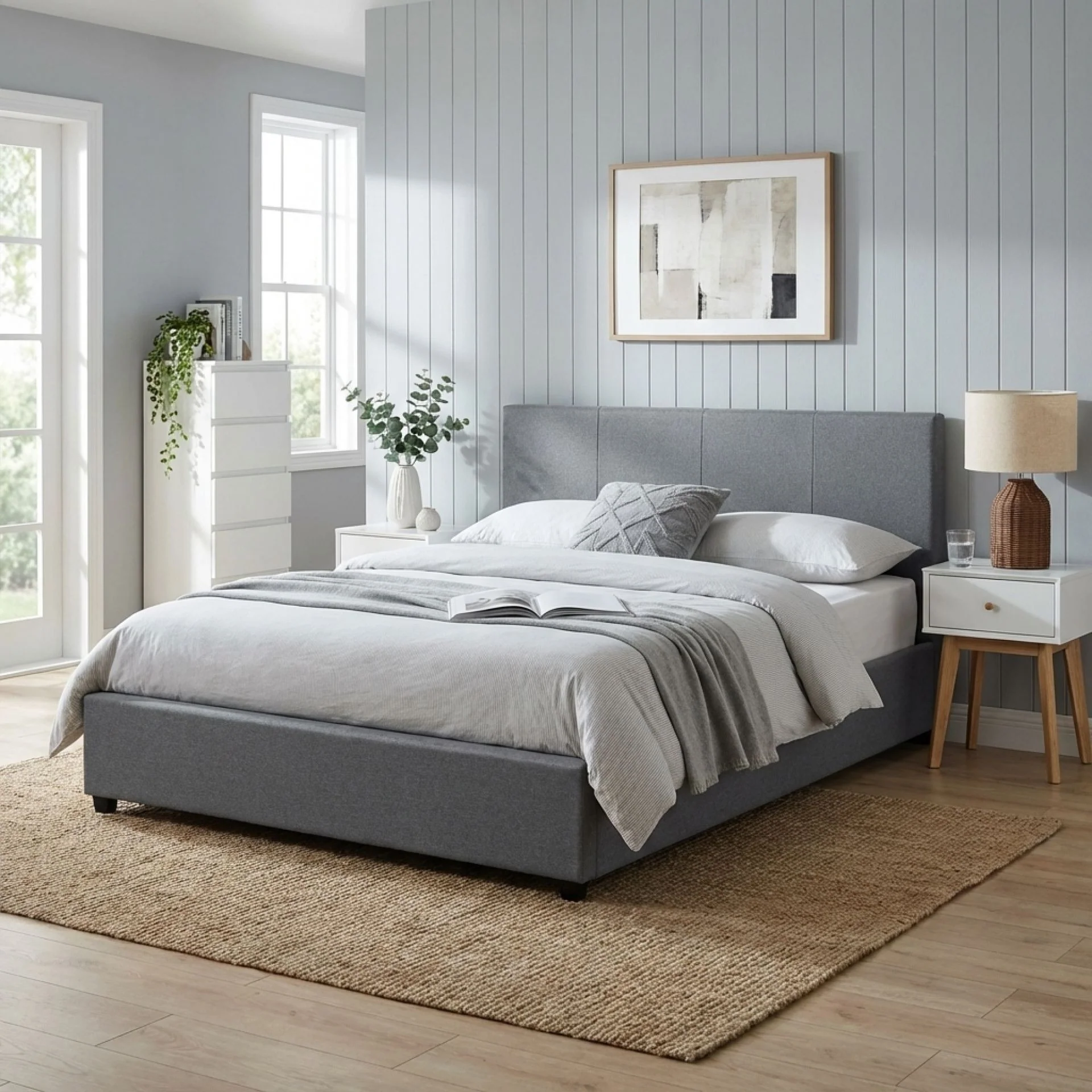 Shasta Fabric Slat Bed Frame with Headboard - Queen - Image 3