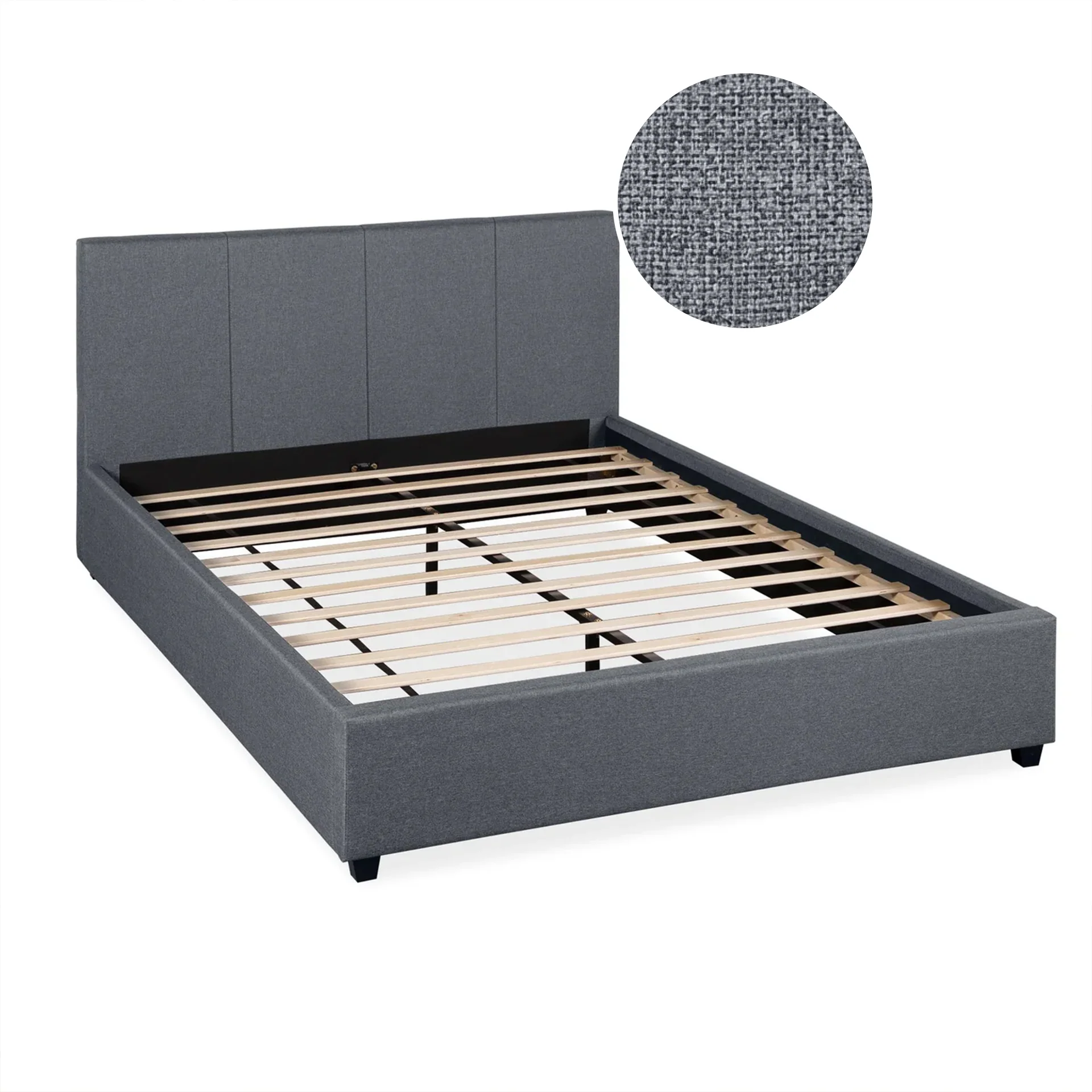 Shasta Fabric Slat Bed Frame with Headboard - Queen - Image 7