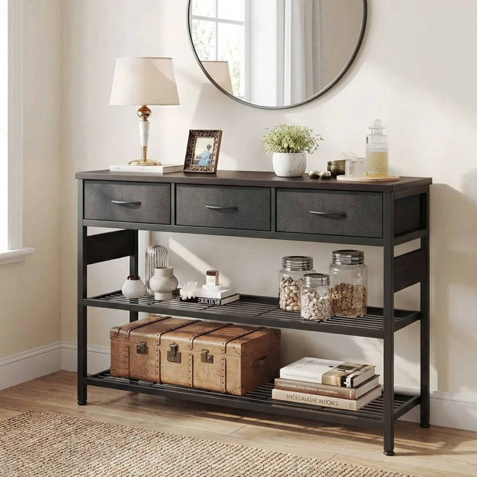 Shrike Console Table with 3 Drawers - Black Walnut - Image 2