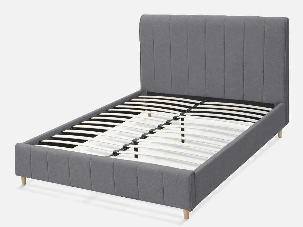 SIERRA Fabric Slat Bed with Headboard - QUEEN - Image 4