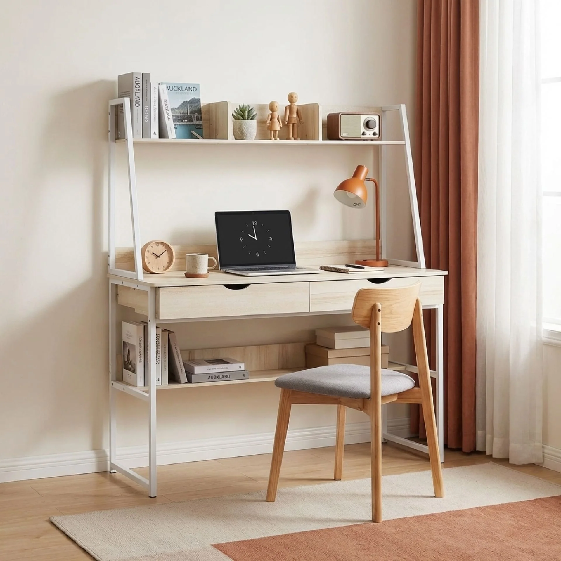Siya 120cm Computer Desk with Drawers - Oak - Image 3