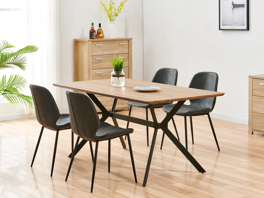 SLOANE 4PCS PU Leather Dining Chair - DARK GREY - Image 3