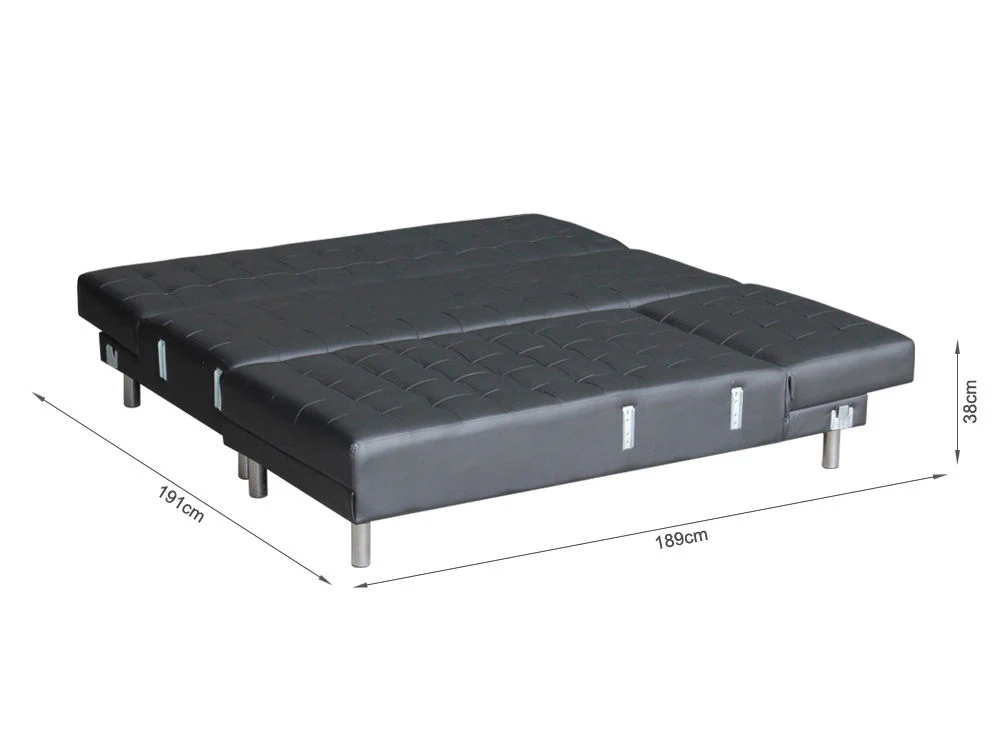 Sofa Bed Futon with Chaise - BLACK - Image 8