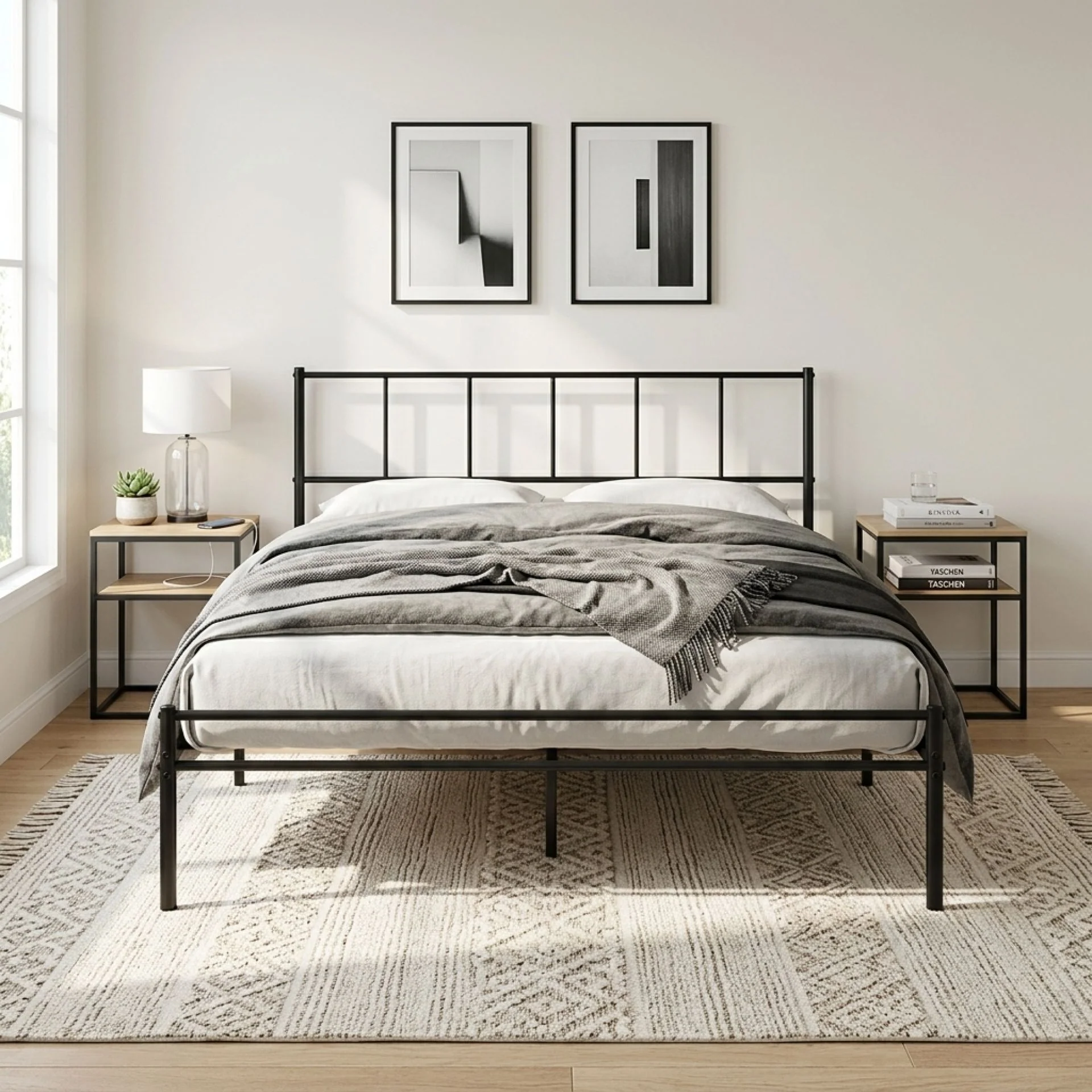 Sophia Queen Metal Bed Frame - Black - Image 6
