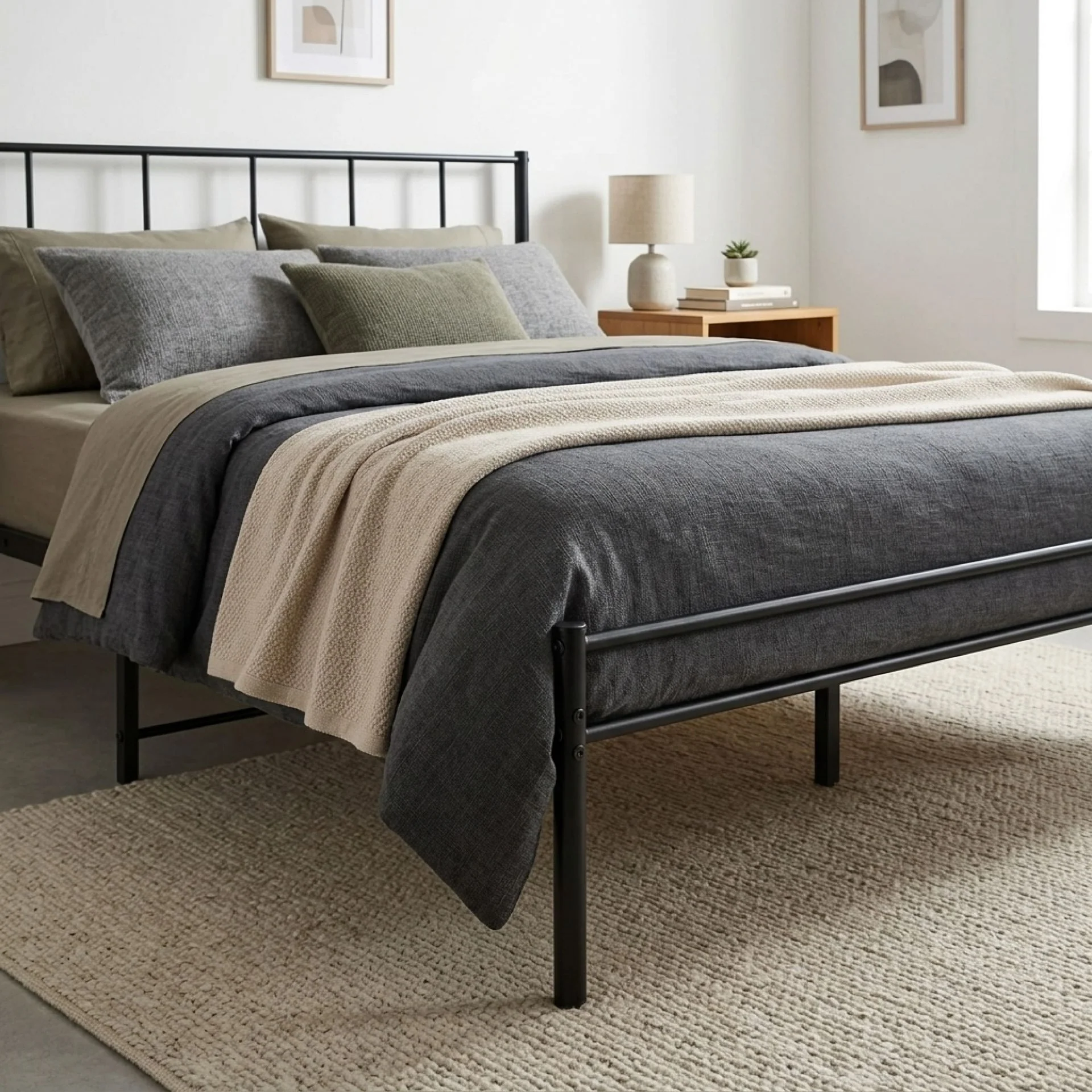 Sophia Queen Metal Bed Frame - Black - Image 8