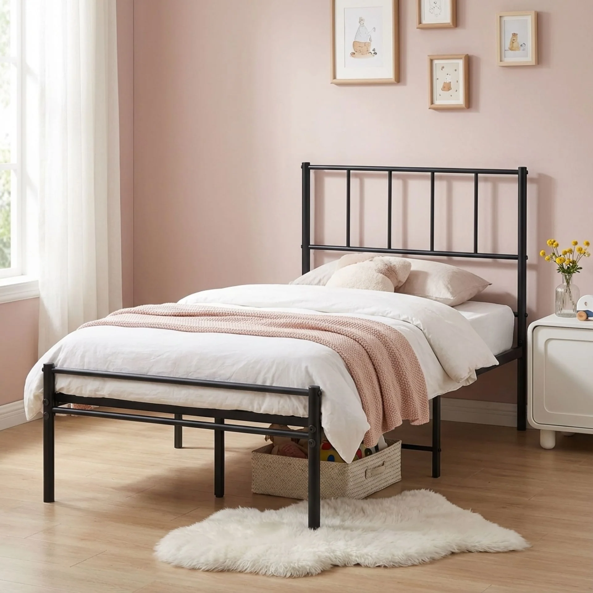 Sophia Single Metal Bed Frame - Black - Image 3