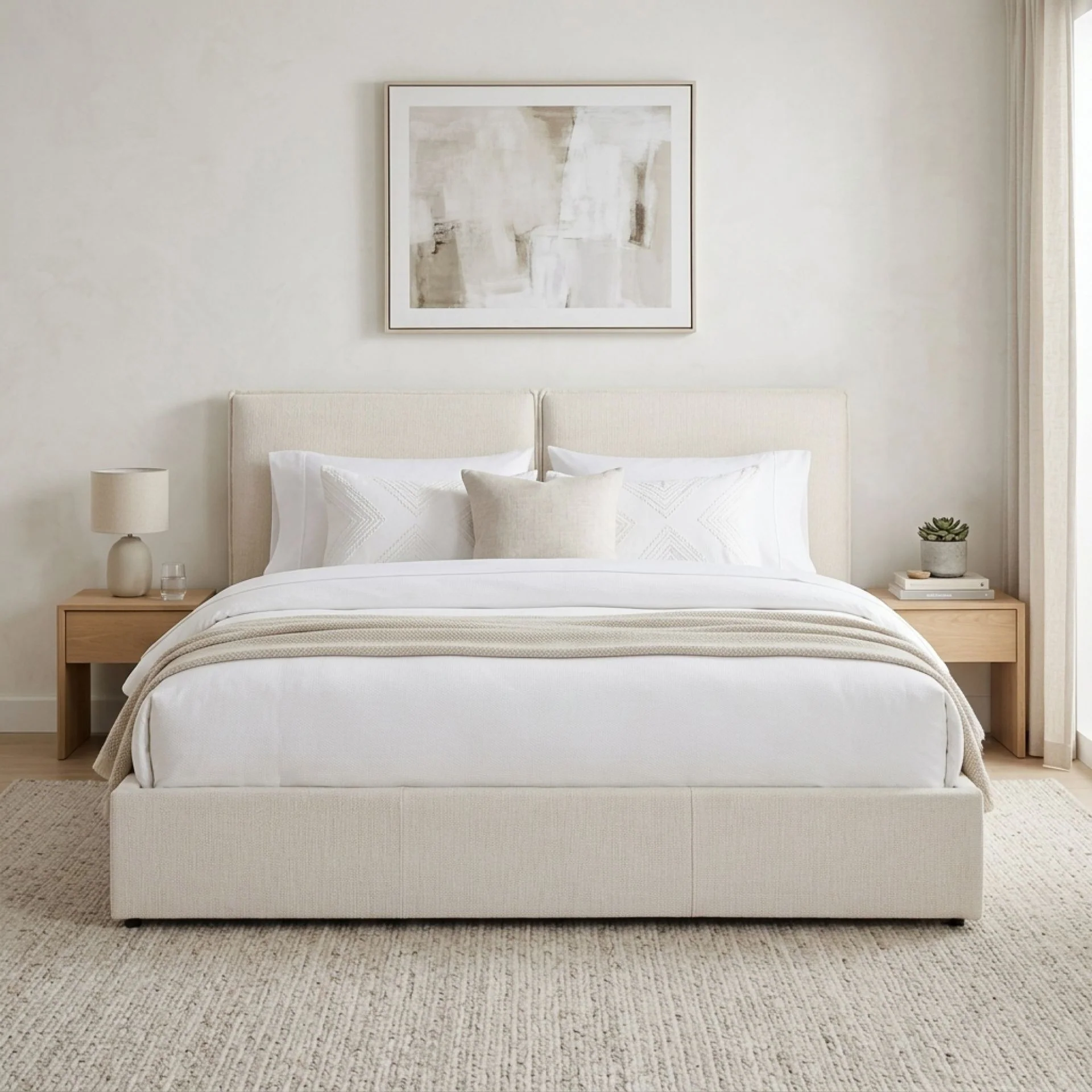 Sorell Super King Gas Lift Bed Frame - Beige - Image 3