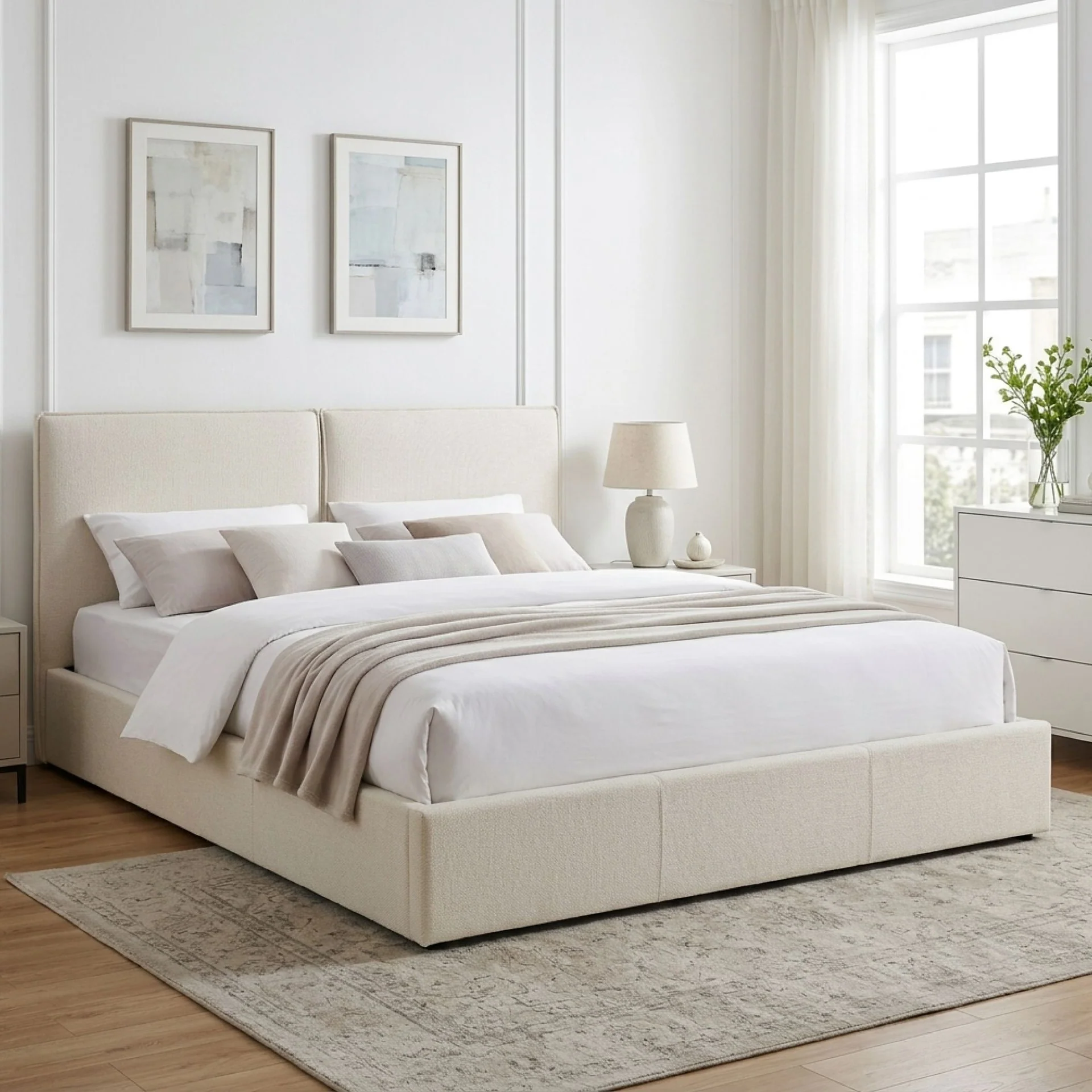 Sorell Super King Gas Lift Bed Frame - Beige - Image 4