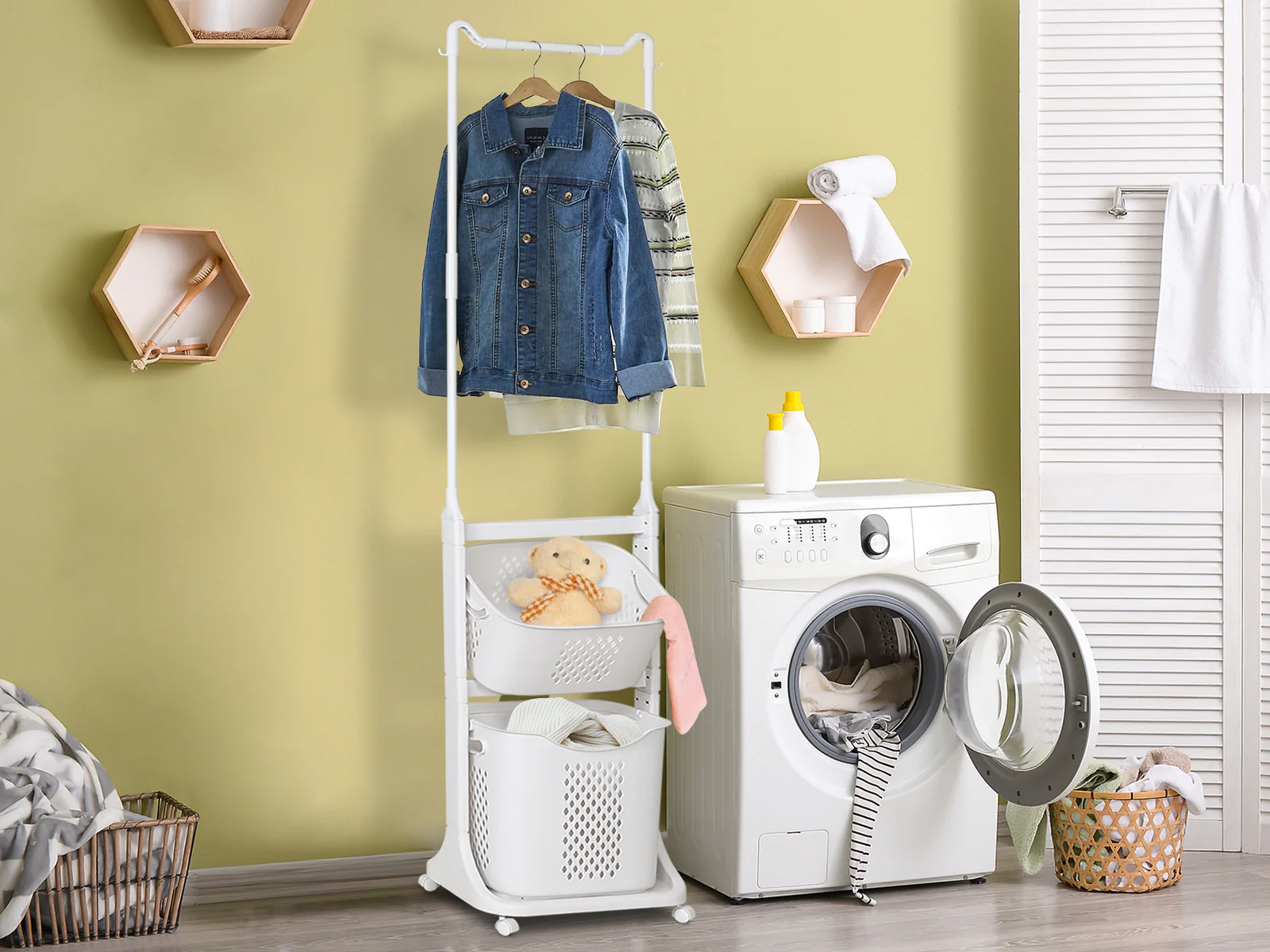 Starry Clothes Rack With Laundry Basket - Image 2