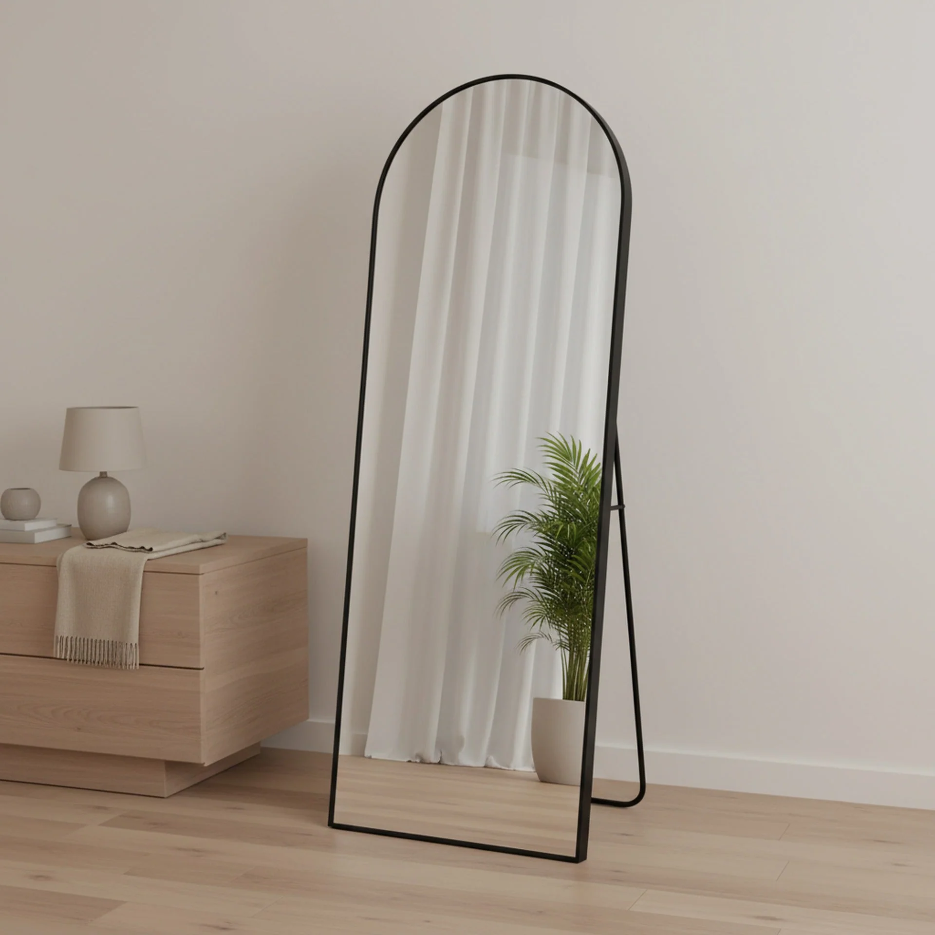 Stella Arched Freestanding Metal Mirror - Black - Image 5