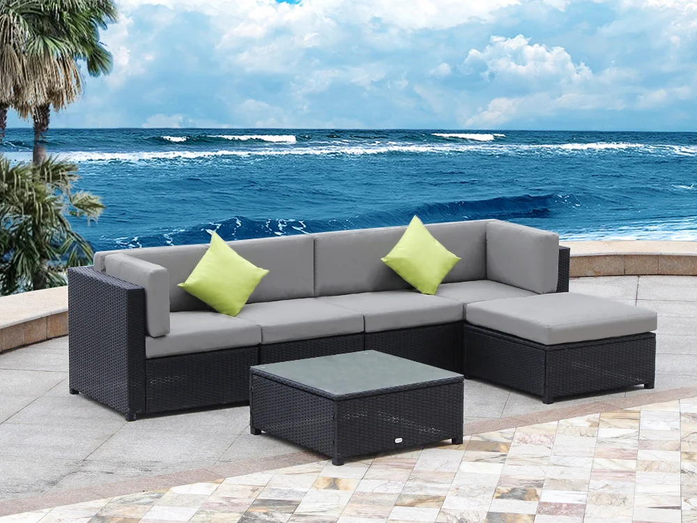 STOCKHOLM Rattan Outdoor Sofa Set 6PCS - Image 2