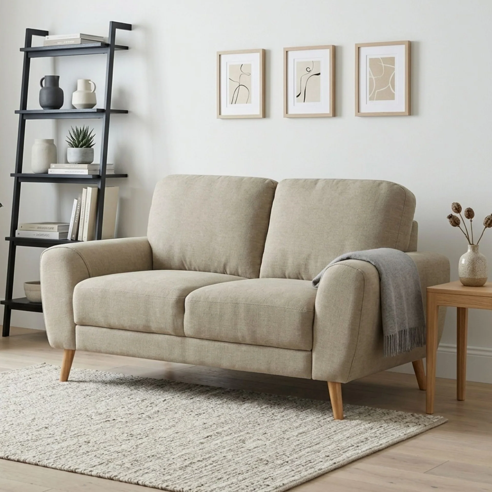 Suki Linen 2 Seater Sofa - Beige - Image 4