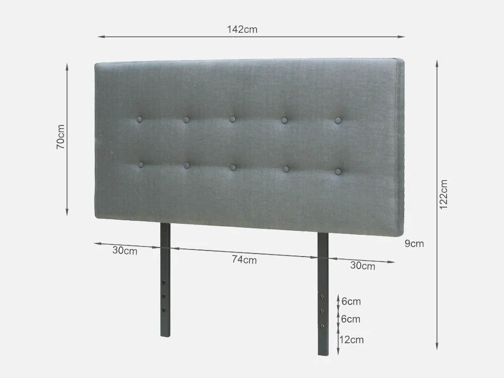 SUSAN DOUBLE Fabric Upholstered Headboard - GREY - Image 10