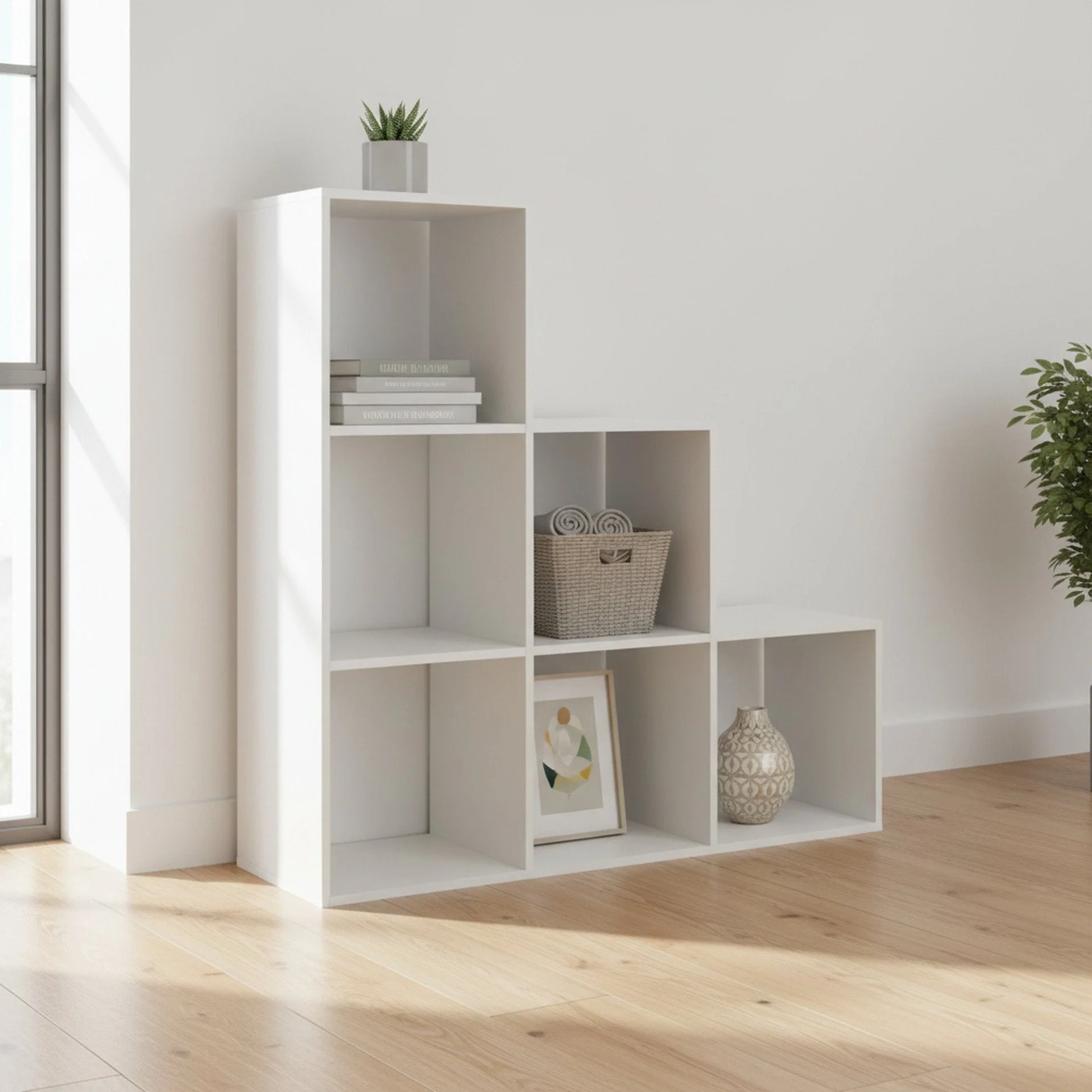 Tana 6 Cube Square Bookshelf - White - Image 5