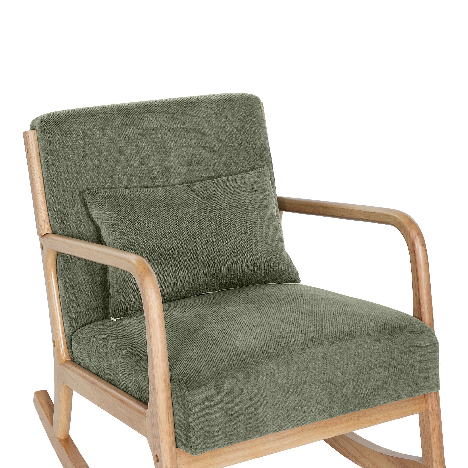 Taru Linen Rocking Armchair - Dark Green - Image 12