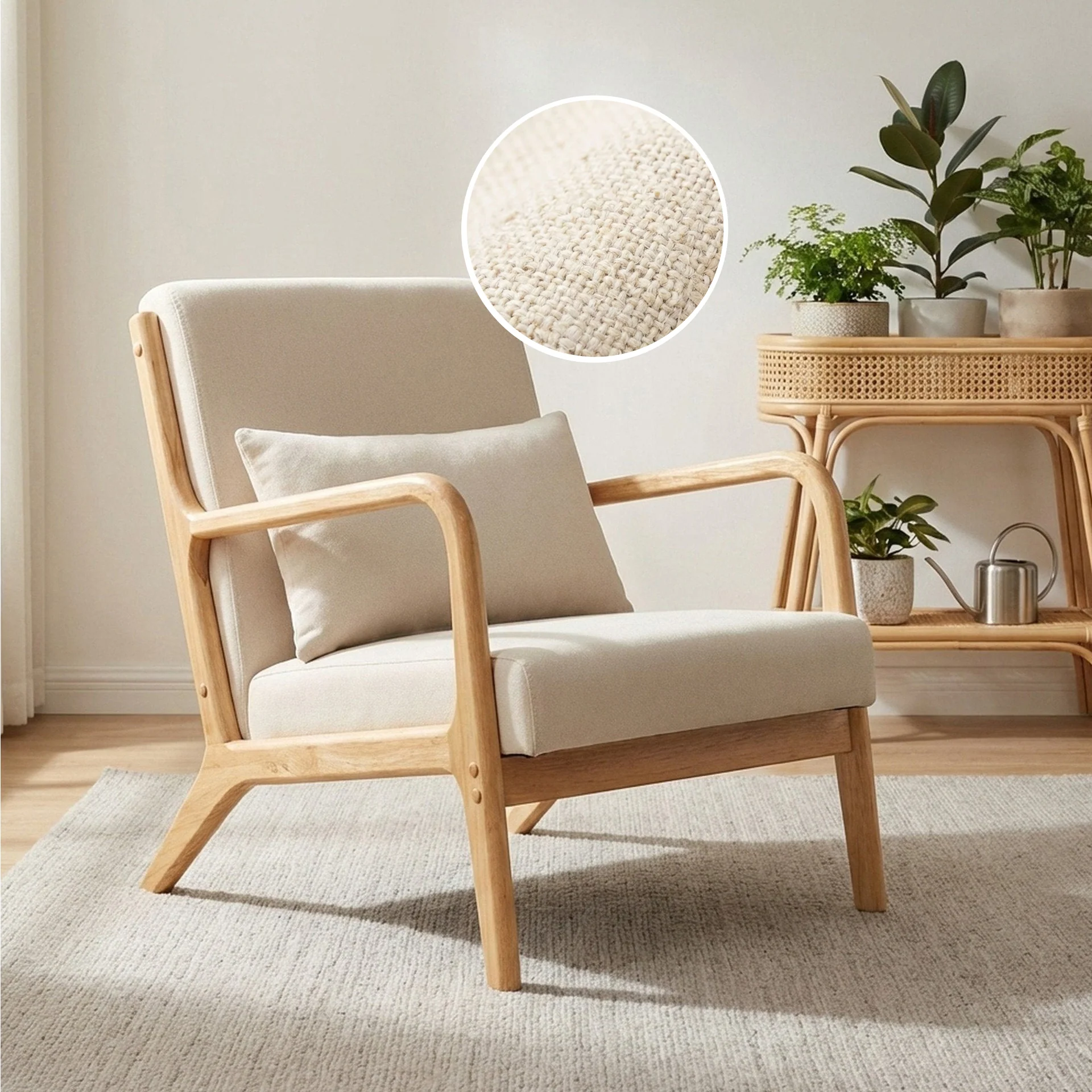 Taru Velvet Armchair - Beige - Image 2