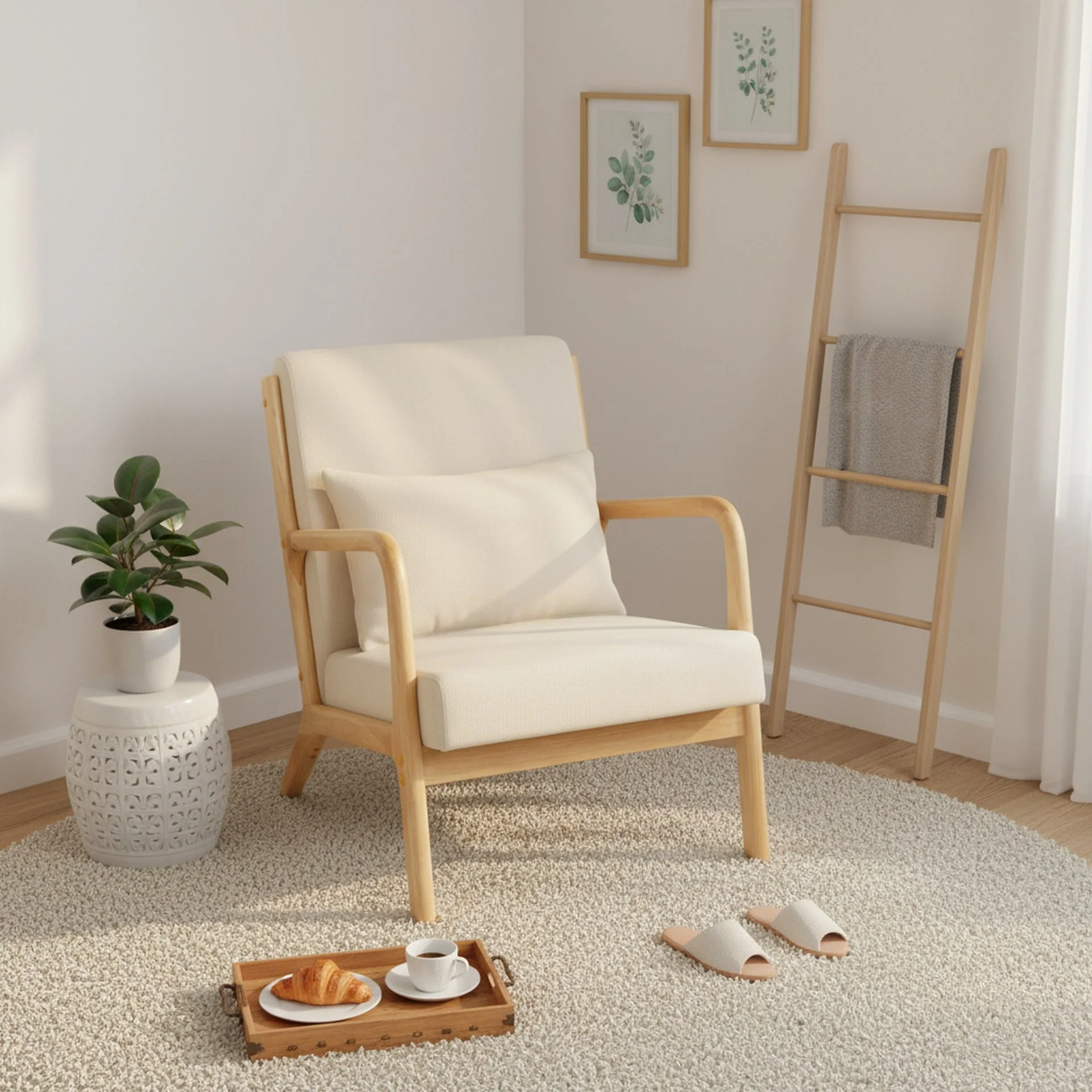 Taru Velvet Armchair - Beige - Image 4