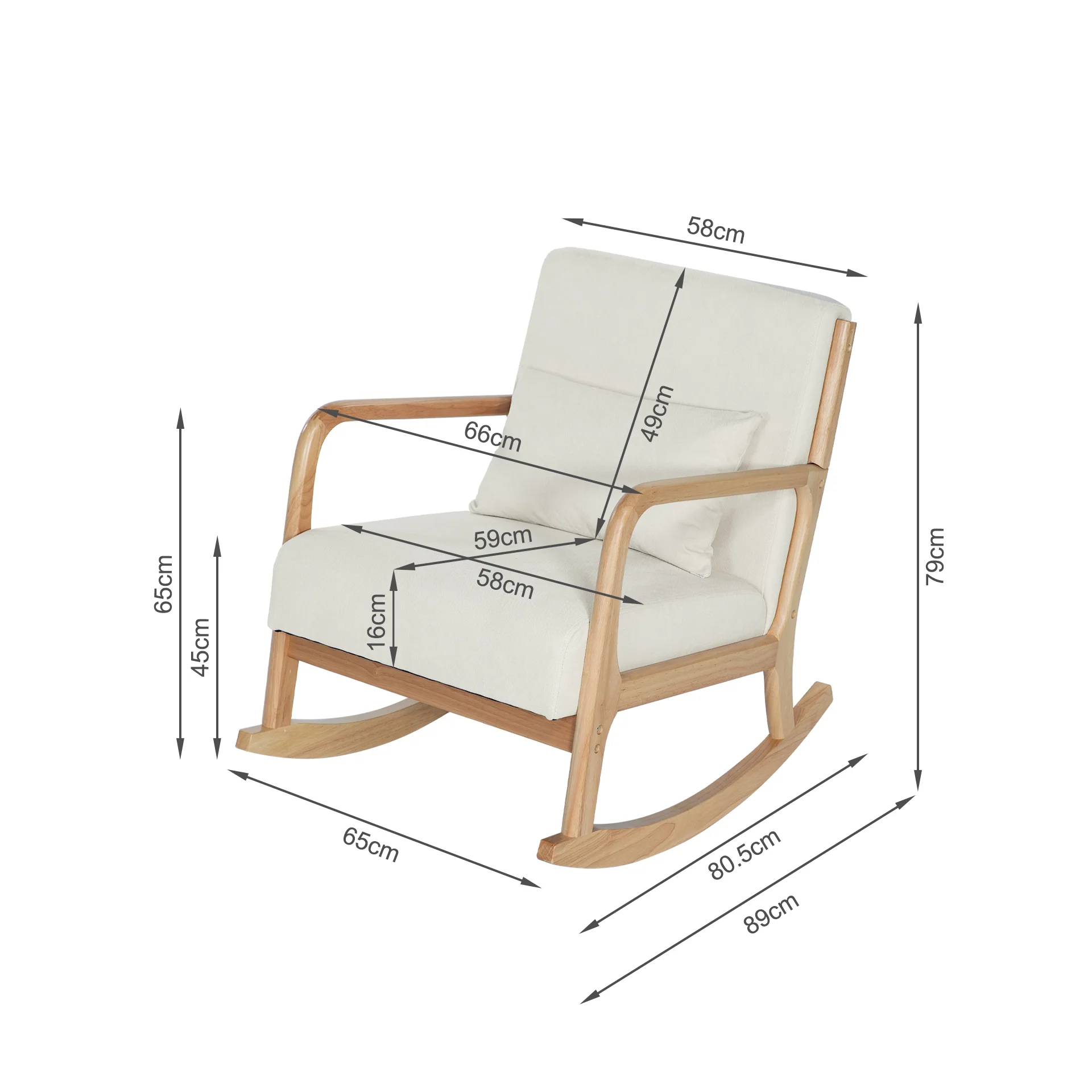 Taru Velvet Rocking Armchair - Beige - Image 15