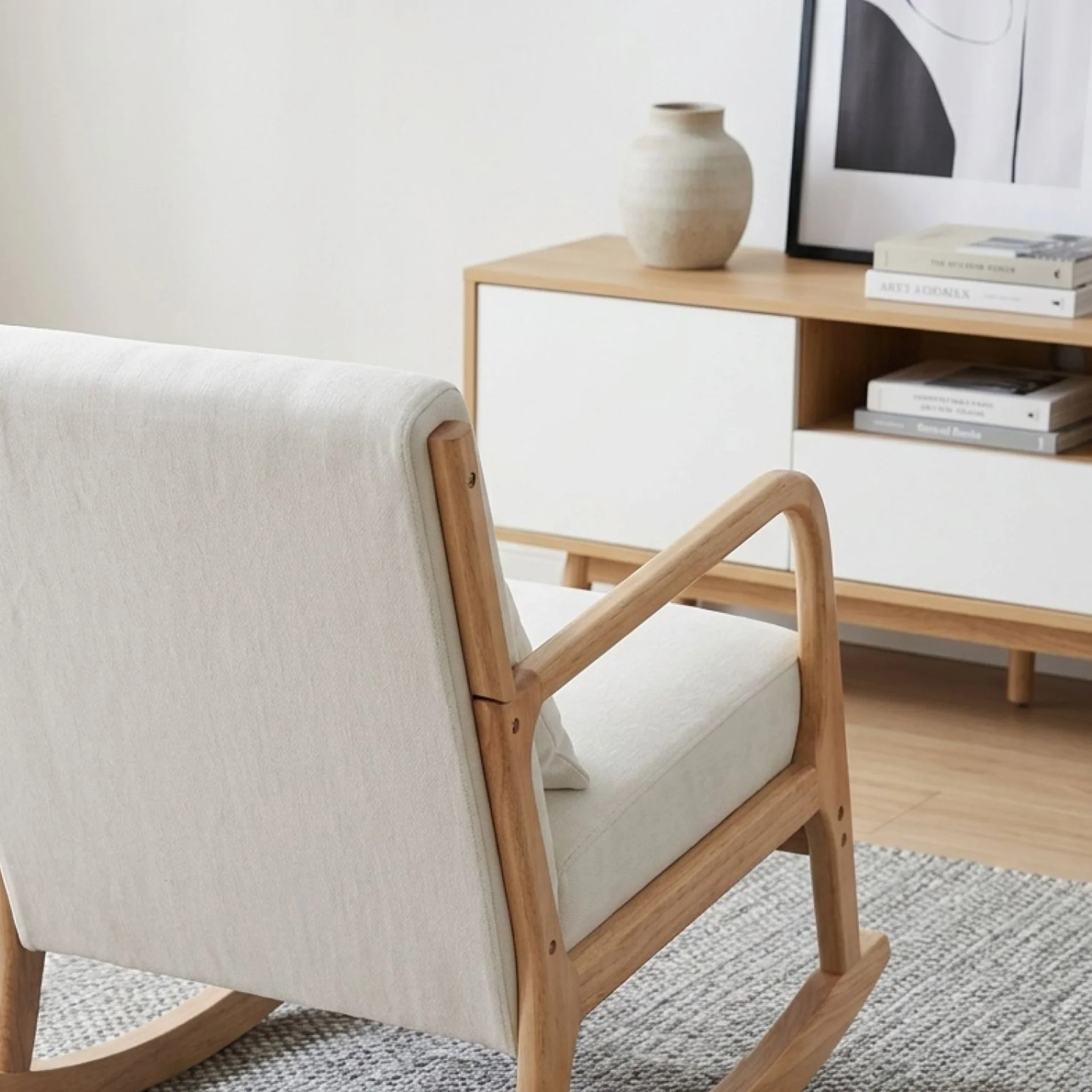 Taru Velvet Rocking Armchair - Beige - Image 5