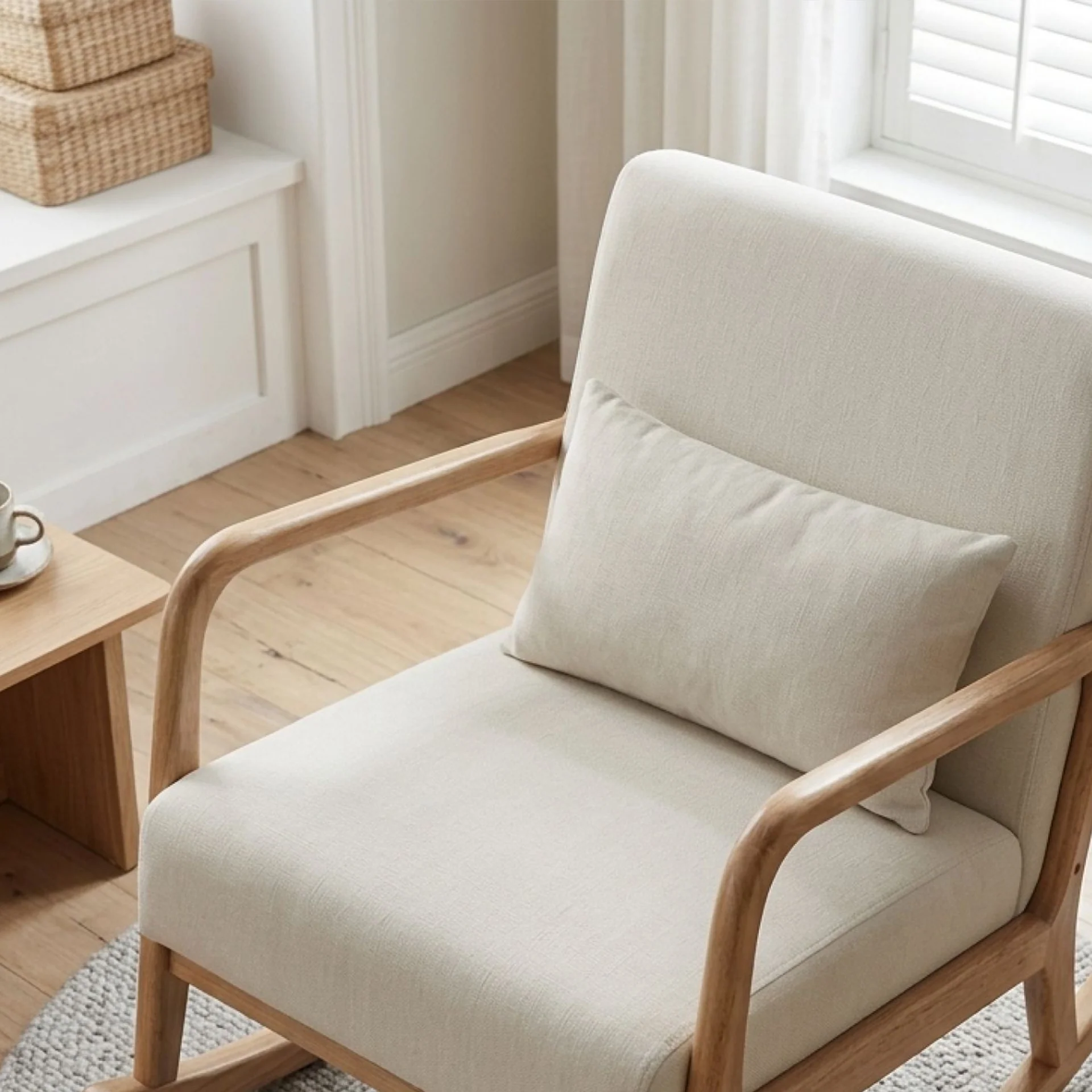 Taru Velvet Rocking Armchair - Beige - Image 6