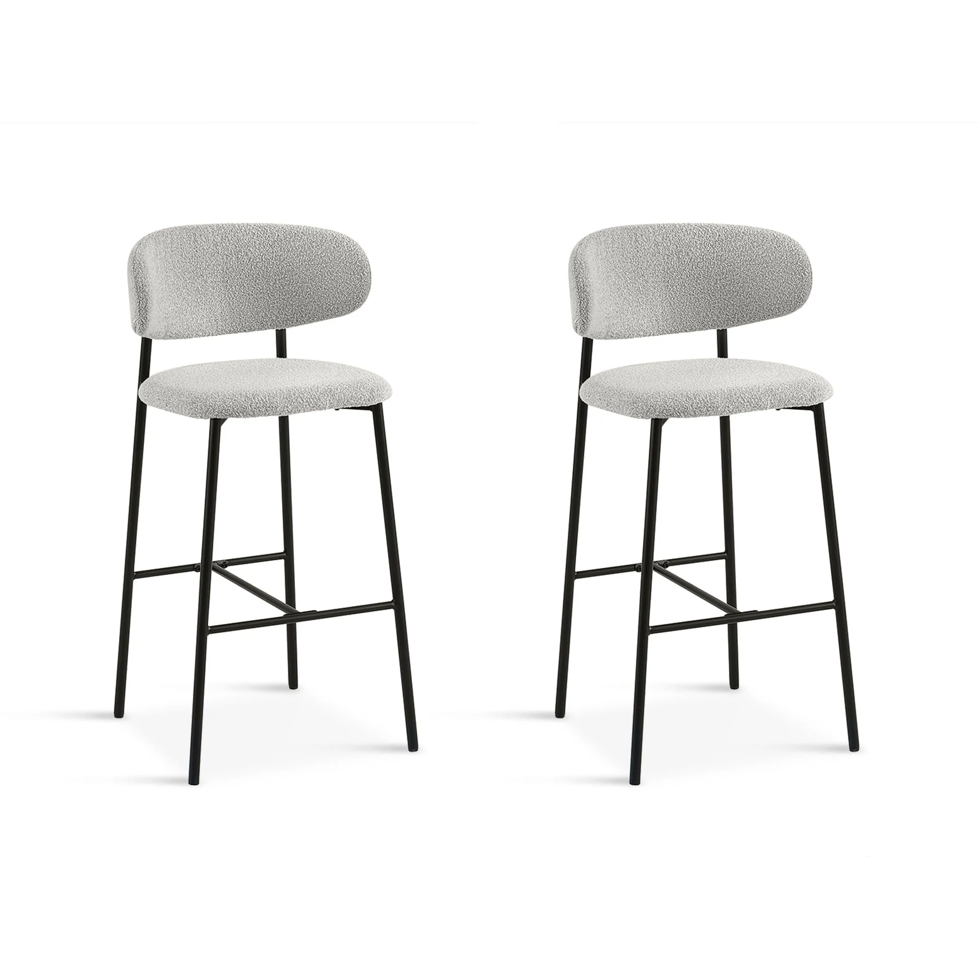 Tate Fabric Bar Stool - Set of 2 - Light Grey - Image 3