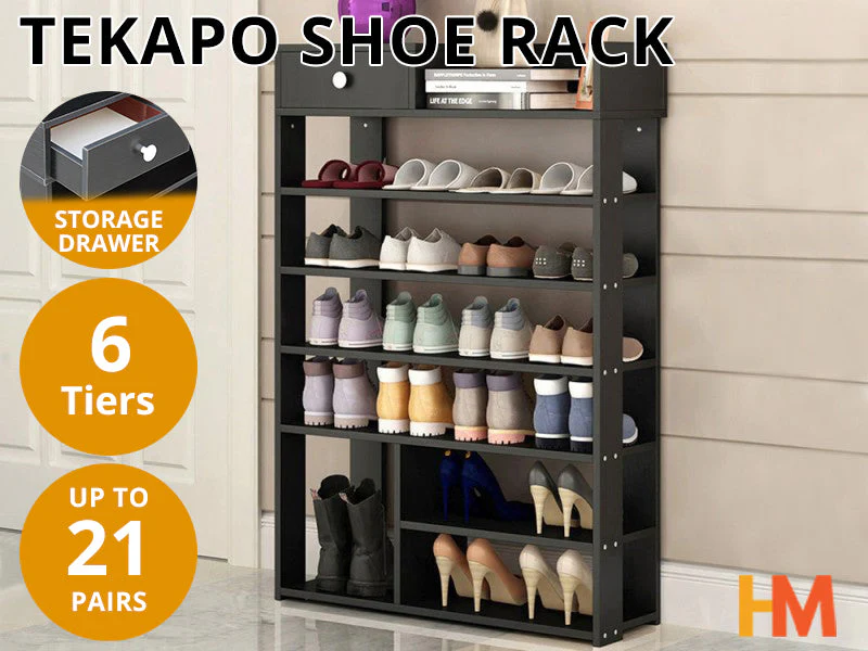 TEKAPO 7 Tiers Shoe Rack Organiser Shelf - BLACK - Image 7