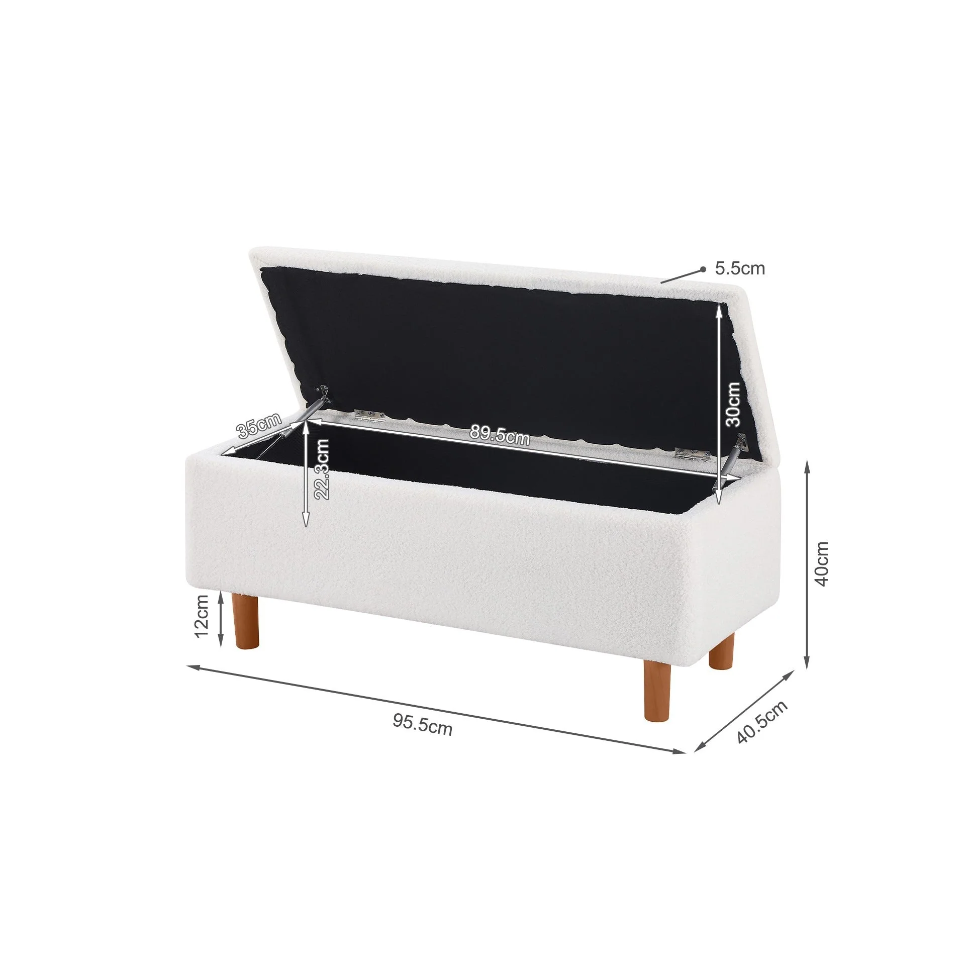 Theodore Boucle Storage Ottoman Bench - White - Image 11