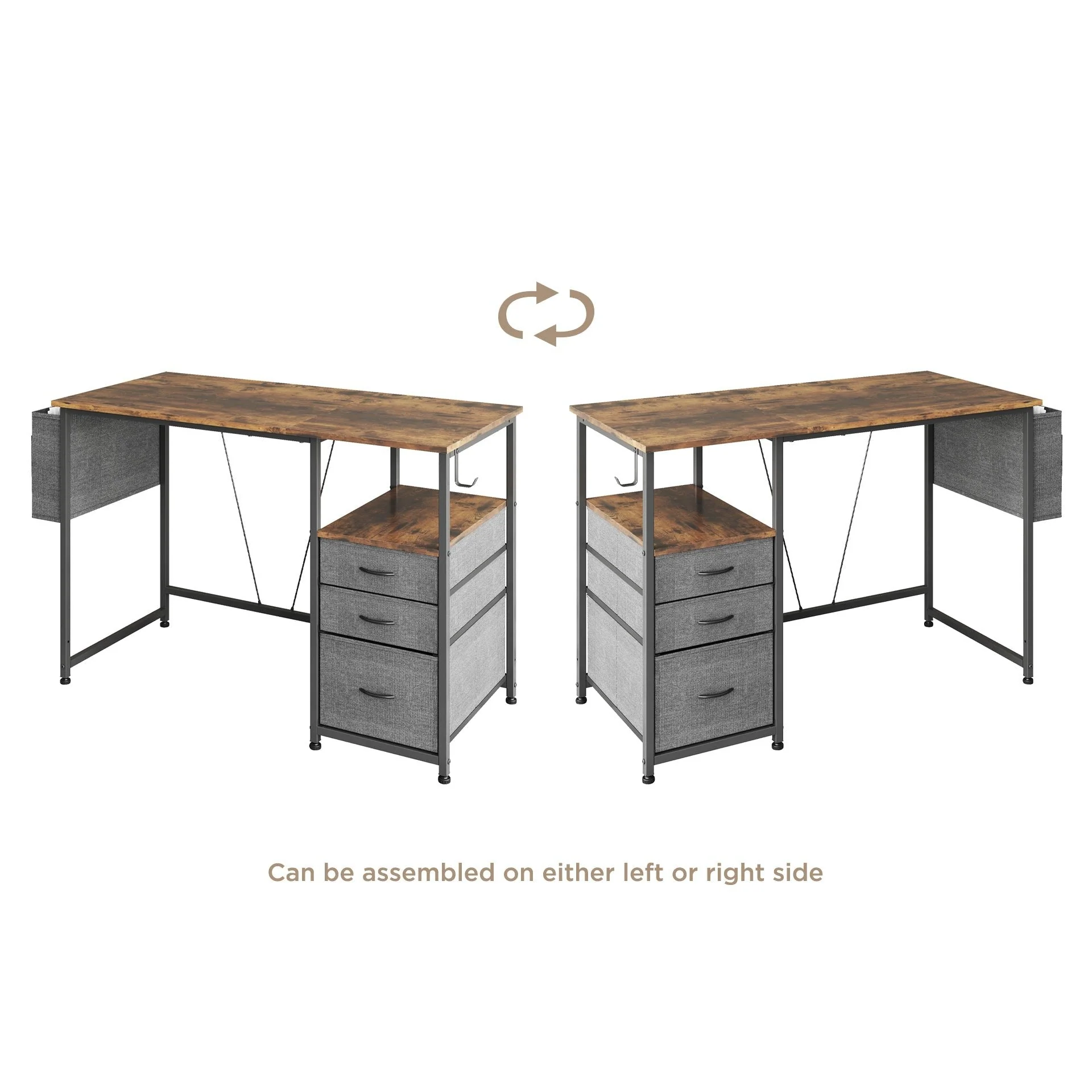 Thiago 100cm Computer Desk with 3 Drawers - Rustic Brown - Image 7