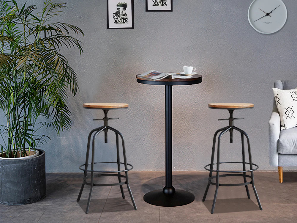 TIA Swivel Bar Stool 2PCS - WALNUT - Image 2