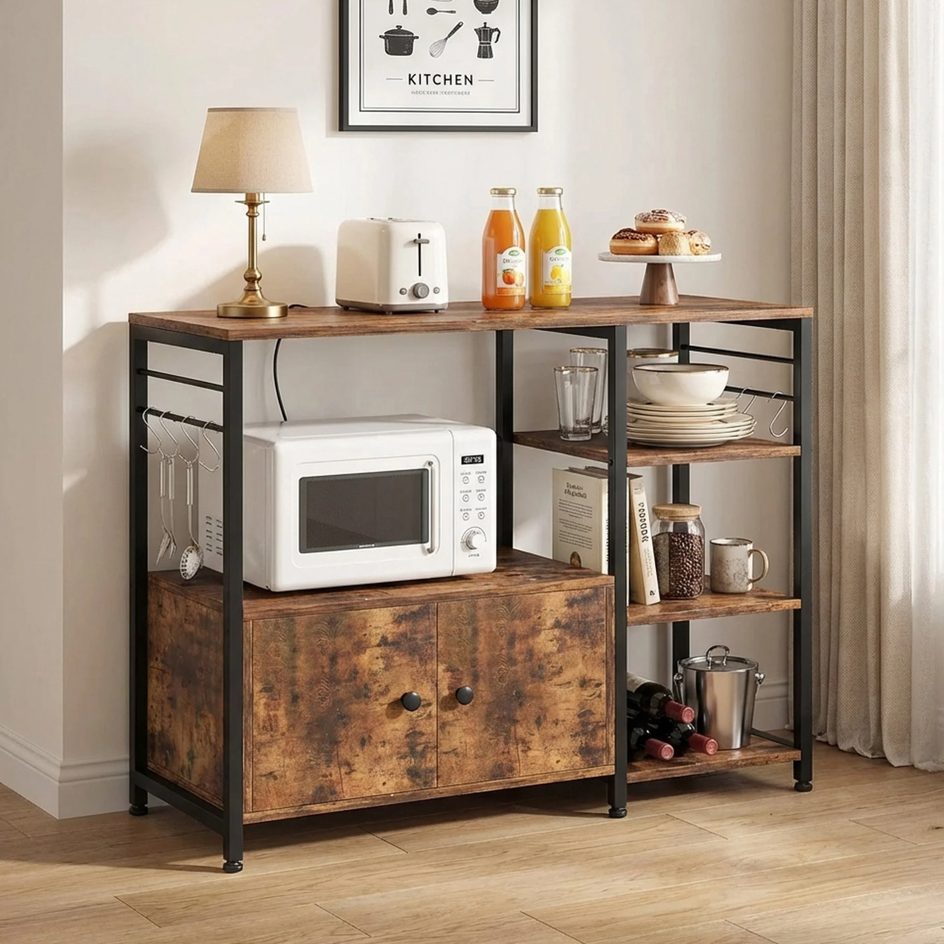 Toko Kitchen Storage Cabinet Shelf - Rustic Brown (0.065m3 - 18.3kg) - Image 3