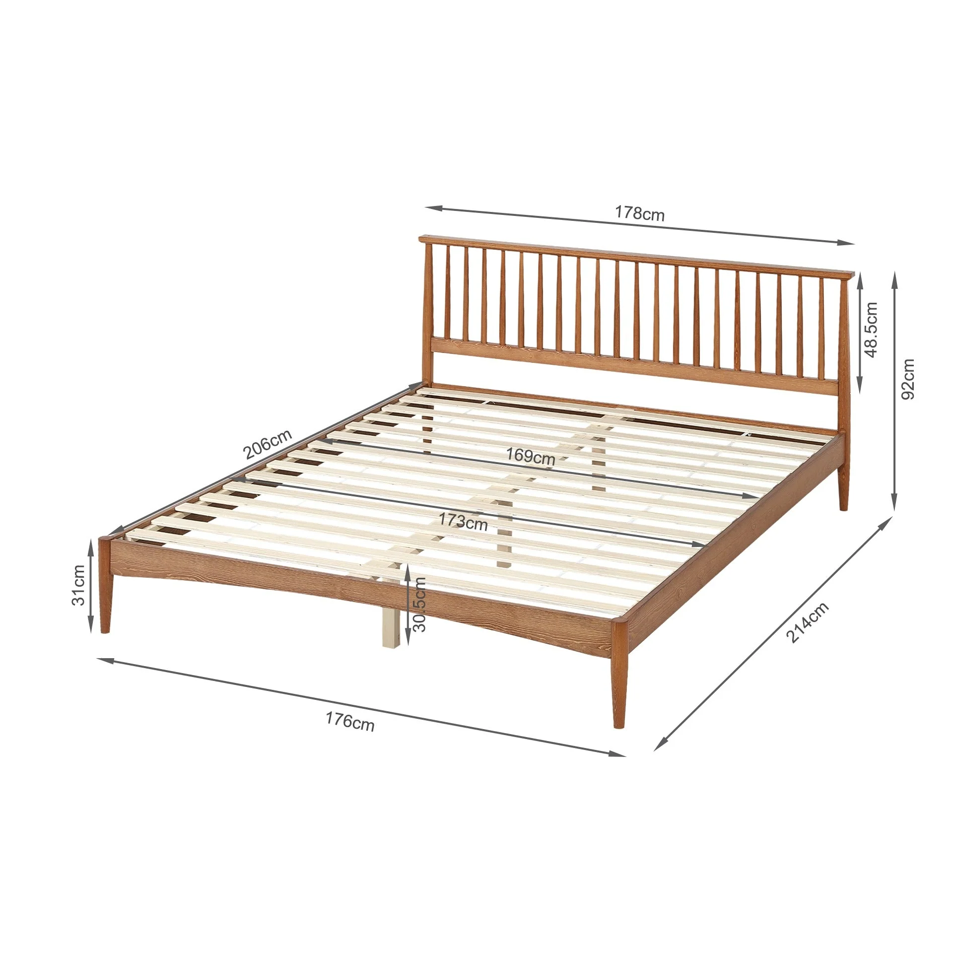 Tolmount King Wooden Bed Frame - Walnut - Image 11