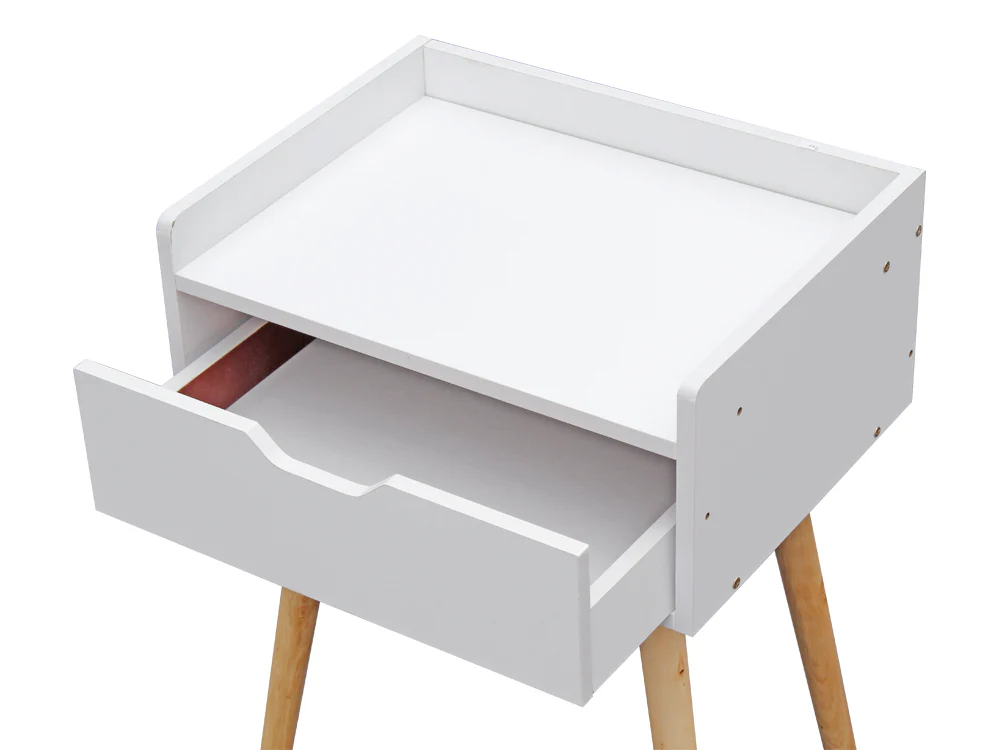 TOMI Bedside Table Nightstand - WHITE - Image 6