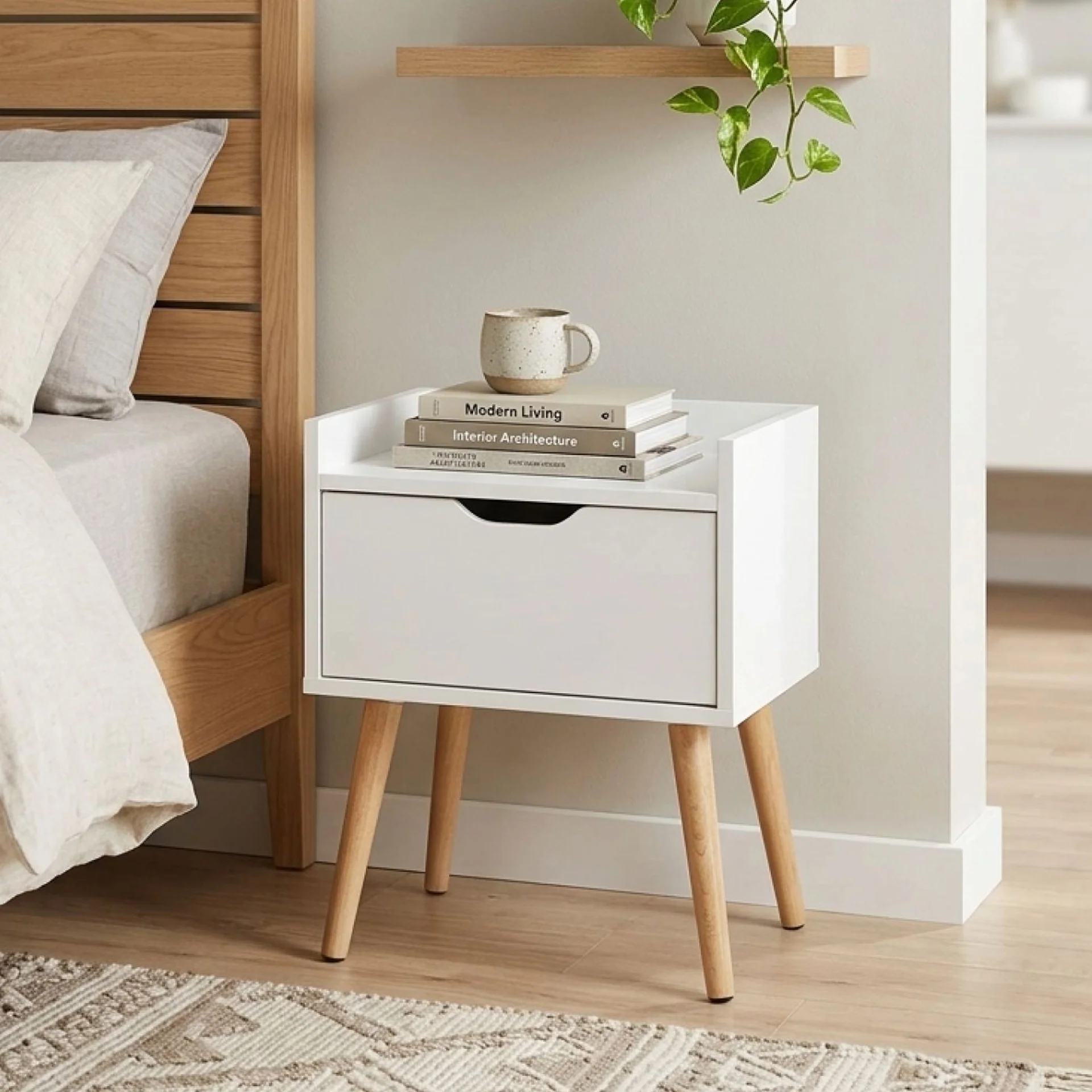Tomi Bedside Table - White - Image 4
