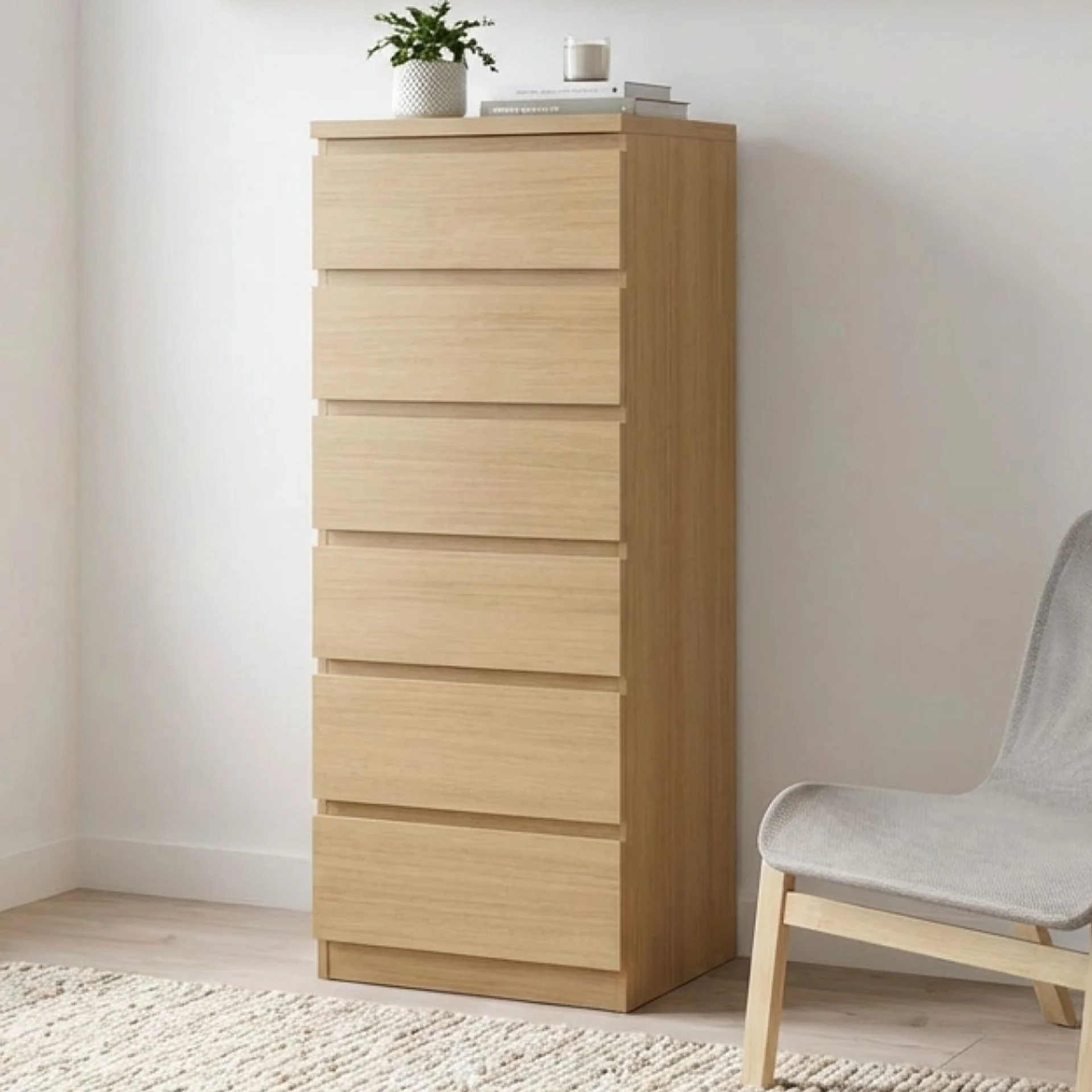 Tongass 6 Drawer Slim Tallboy - Oak - Image 6