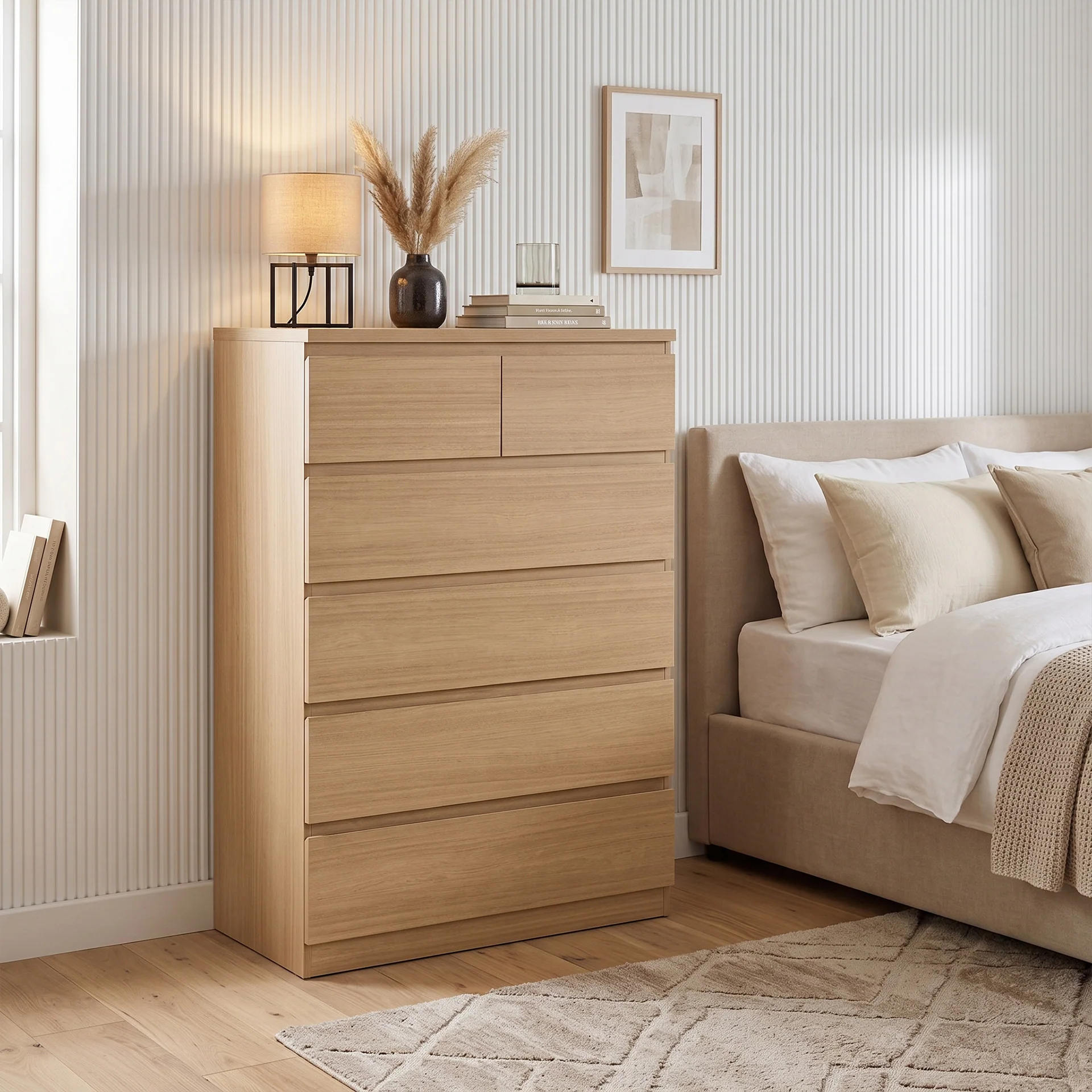 Tongass 6 Drawer Tallboy - Oak - Image 8