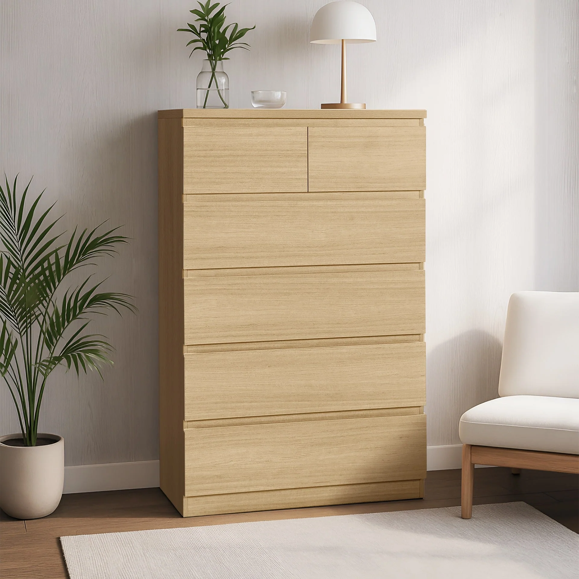 Tongass 6 Drawer Tallboy - Oak - Image 9