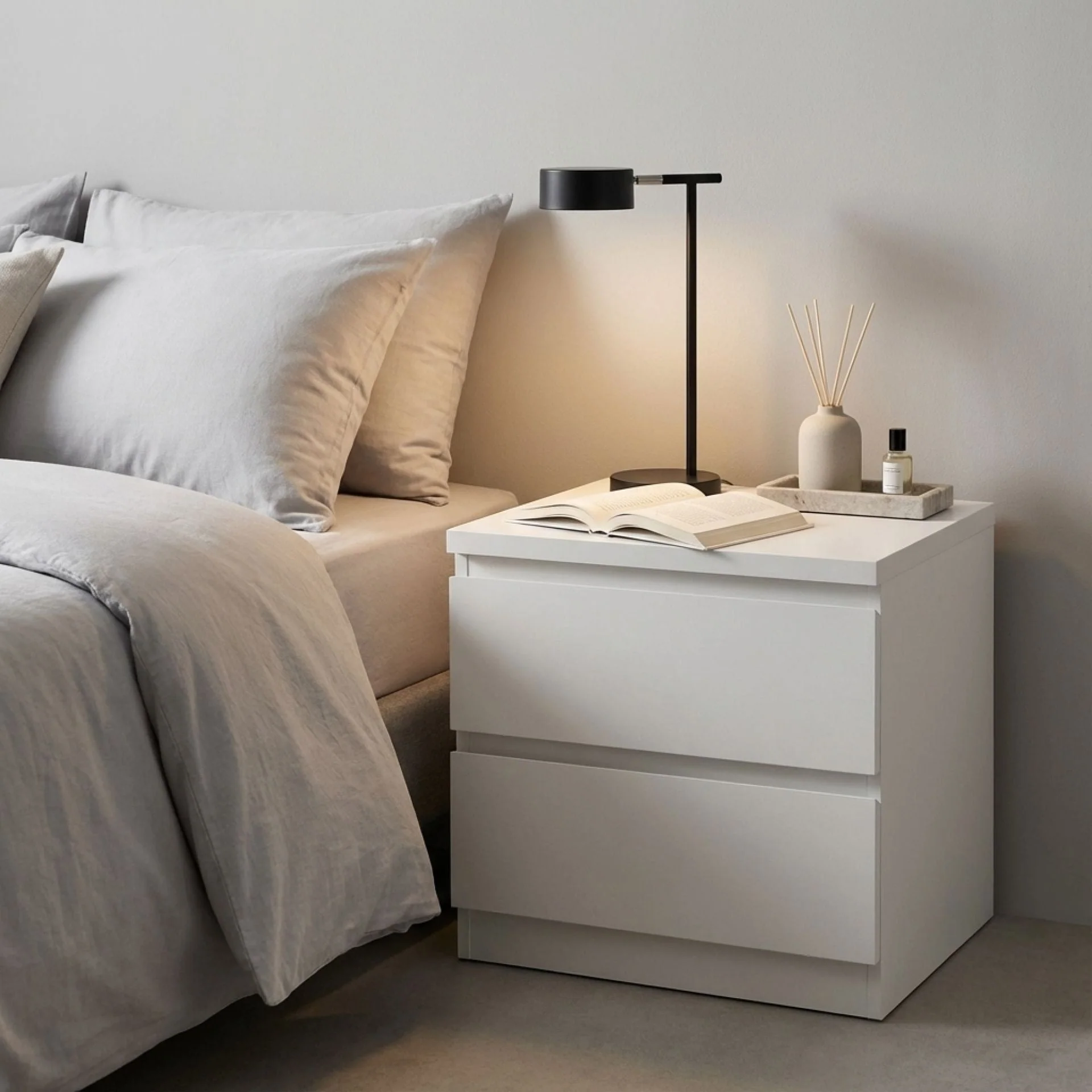 Tongass Wooden Bedside Table - White - Image 8