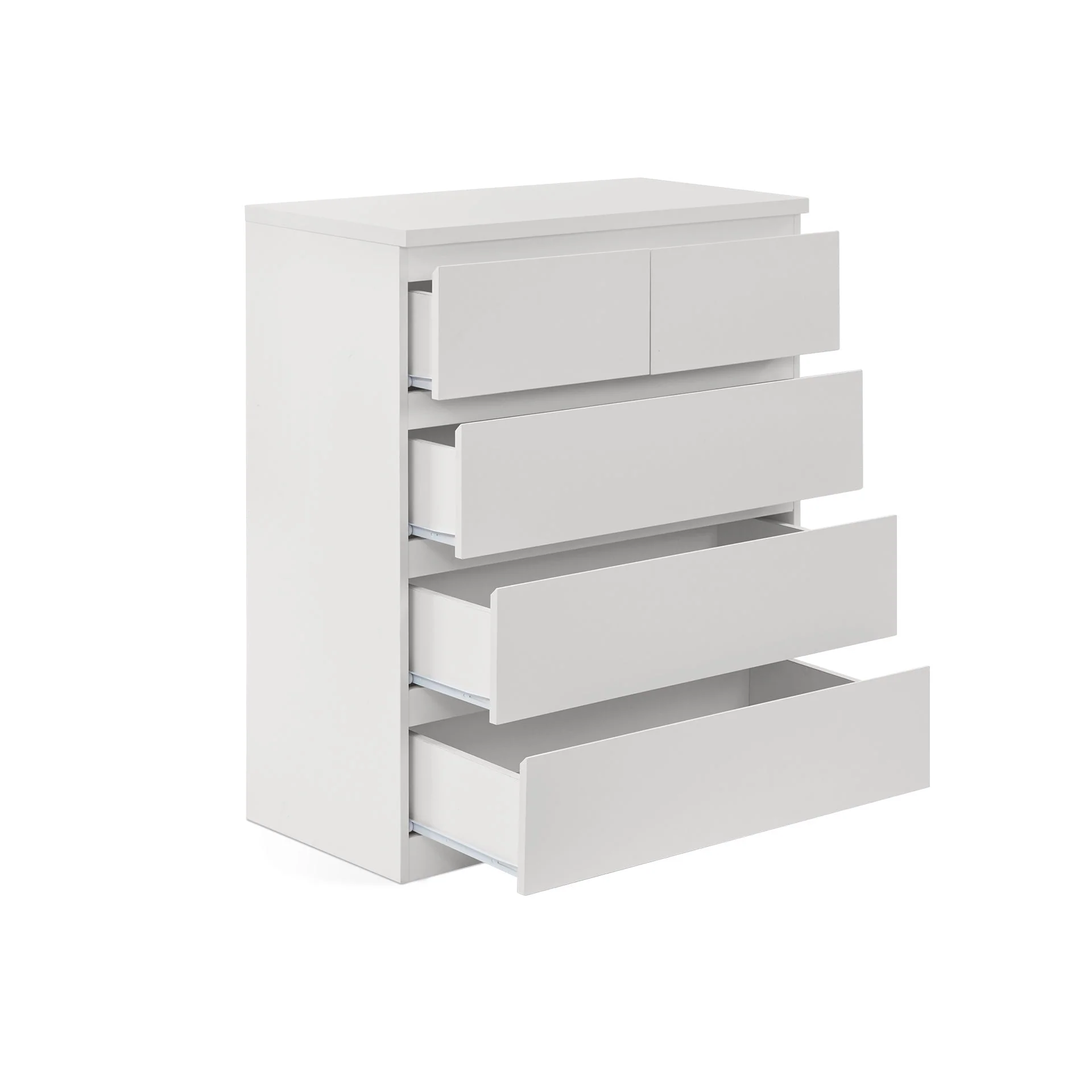 Tongass Wooden Tallboy 5 Drawers - White - Image 7