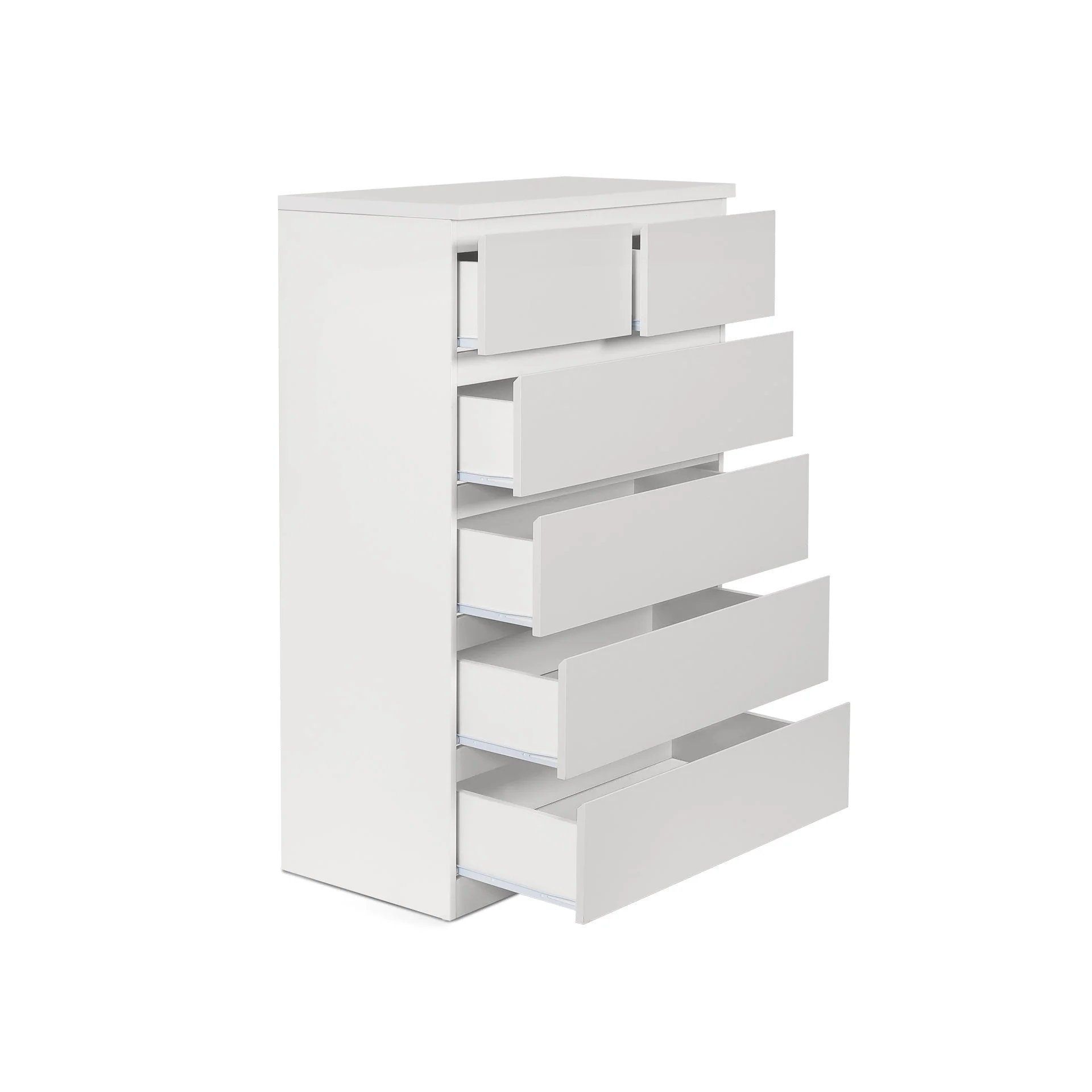 Tongass Wooden Tallboy 6 Drawers - White - Image 7