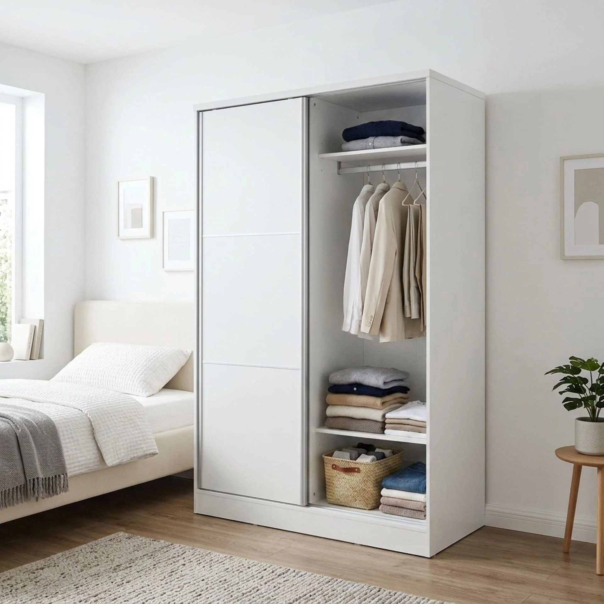 Tonto 120cm Wardrobe With Sliding Doors - White - Image 4