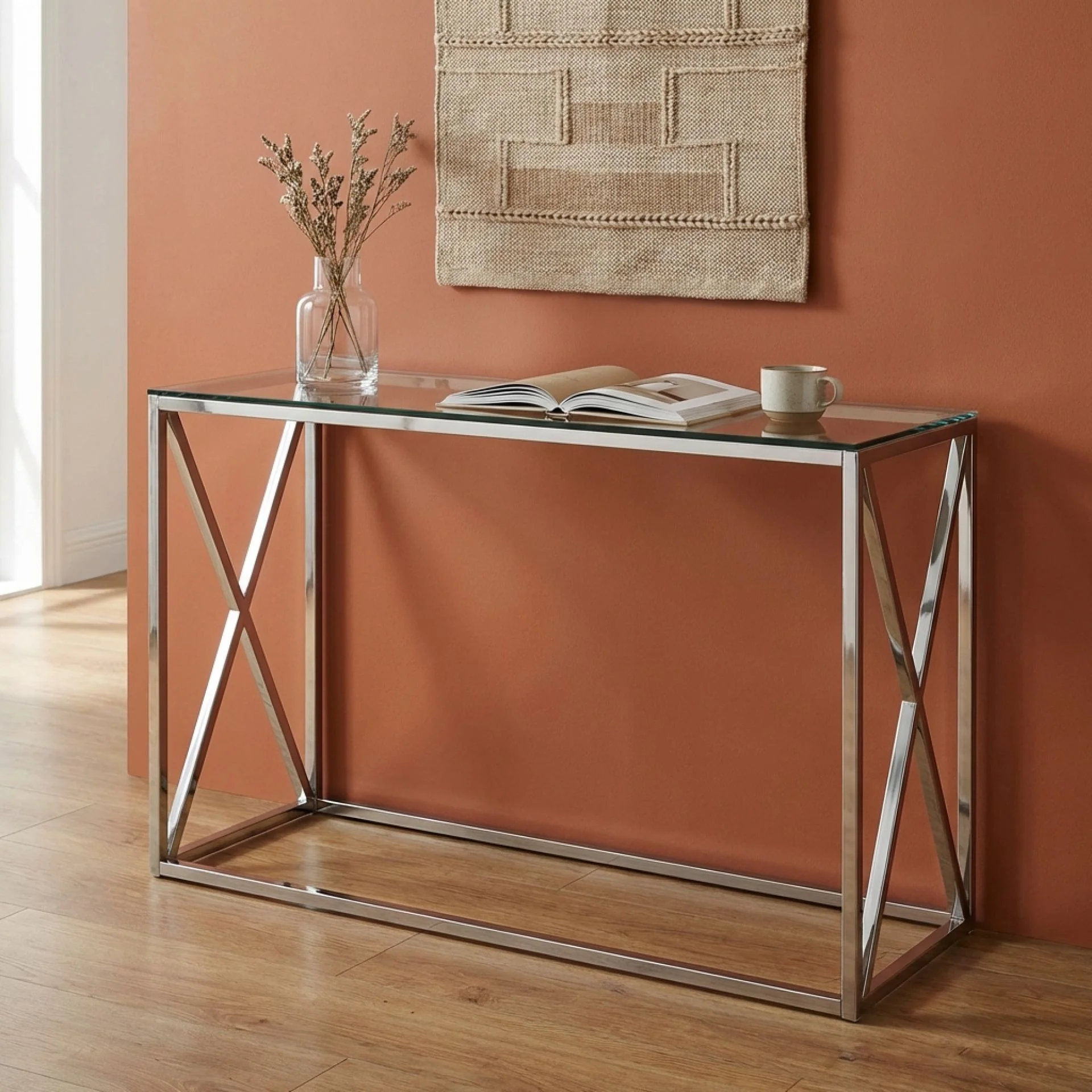 Tony Tempered Glass Rectangular Console Table - Image 2
