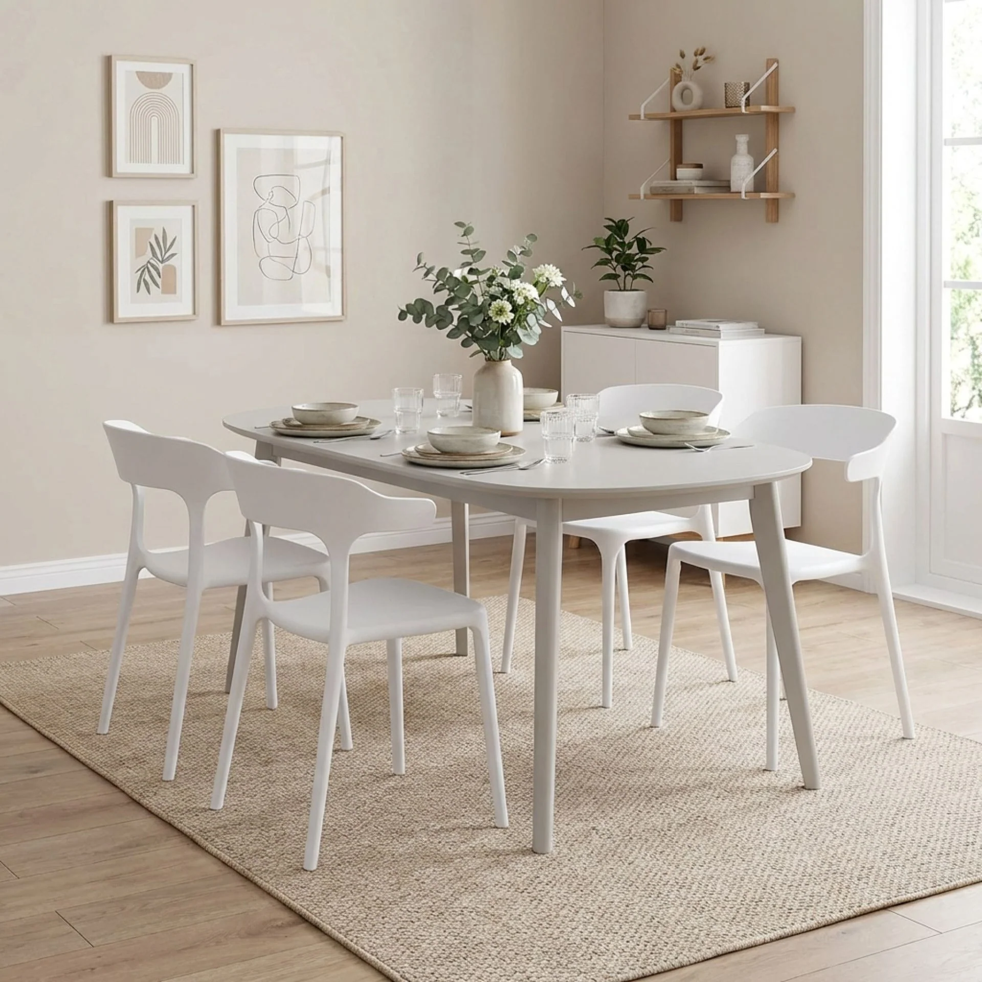 Tor Dining Chair - Set of 4 - White - Image 3