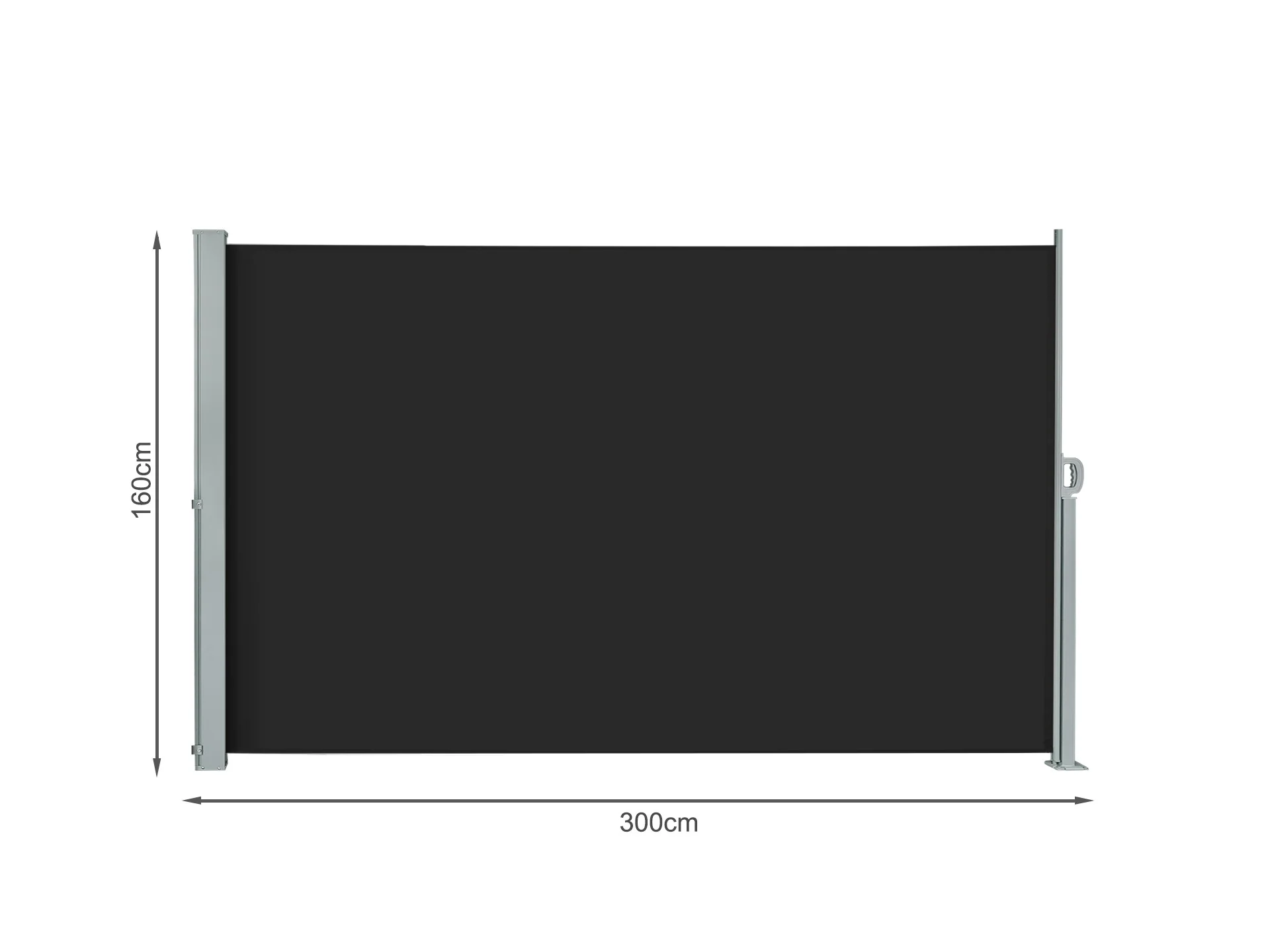 Toughout 1.6m x 3m Retractable Side Awning Screen Shade - Black - Image 9