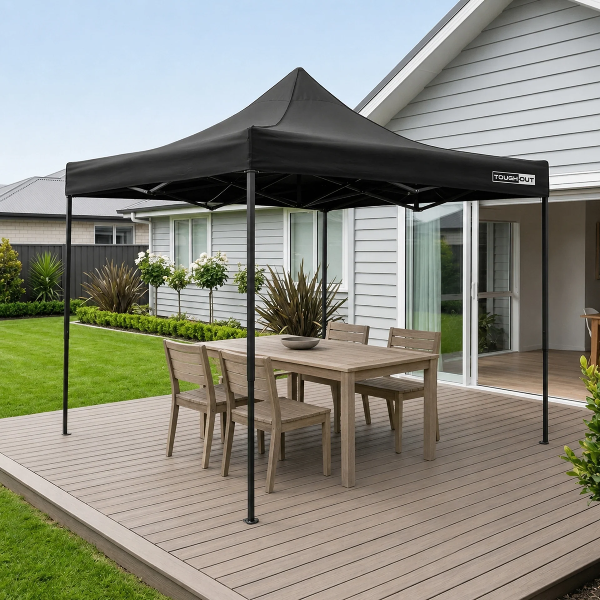 Toughout Breeze Gazebo with 3 Side Walls 3x3m - Black - Image 8