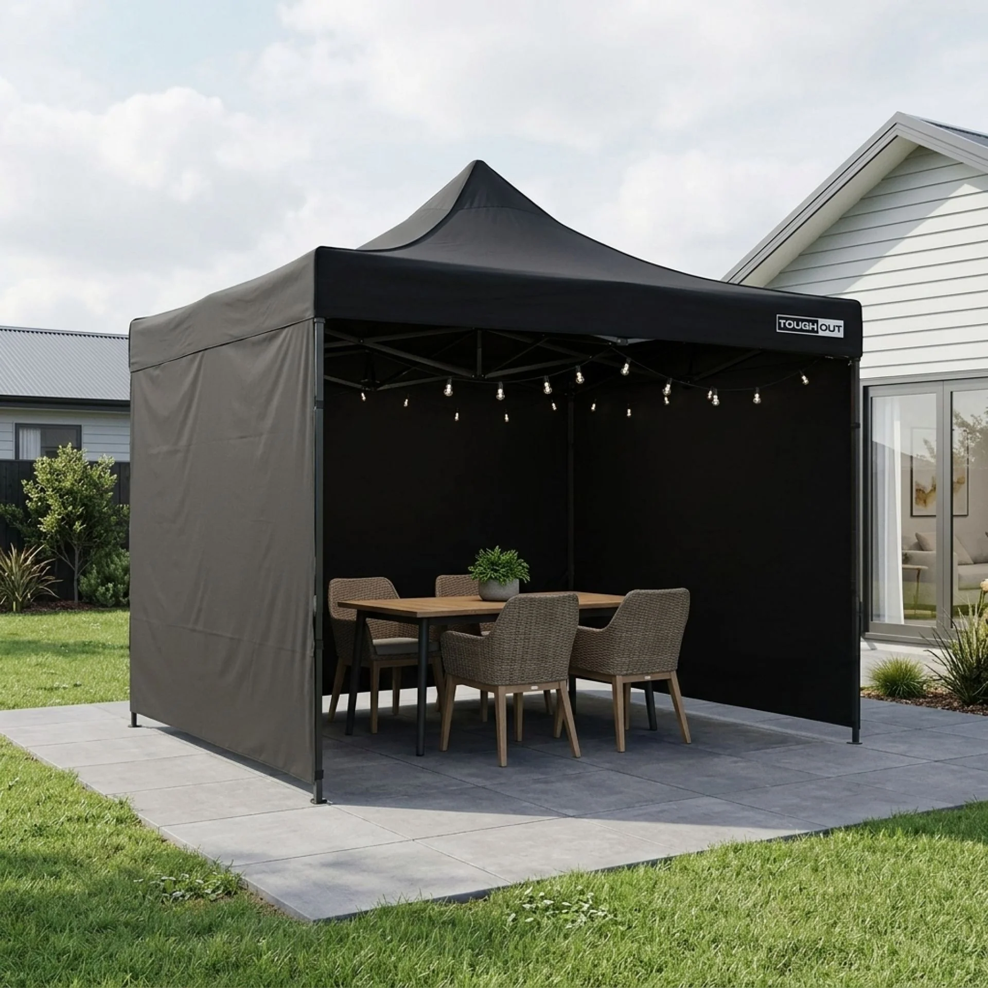 Toughout Breeze Gazebo with 3 Side Walls 3x3m - Black - Image 9