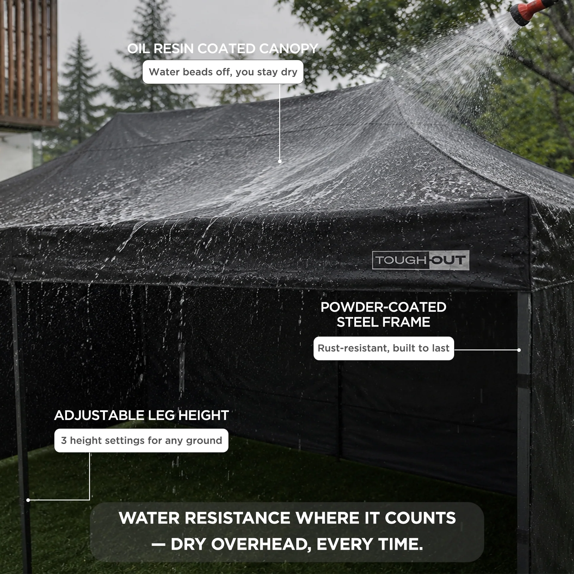 Toughout Breeze Gazebo with 3 Side Walls 3x6m - Black - Image 4